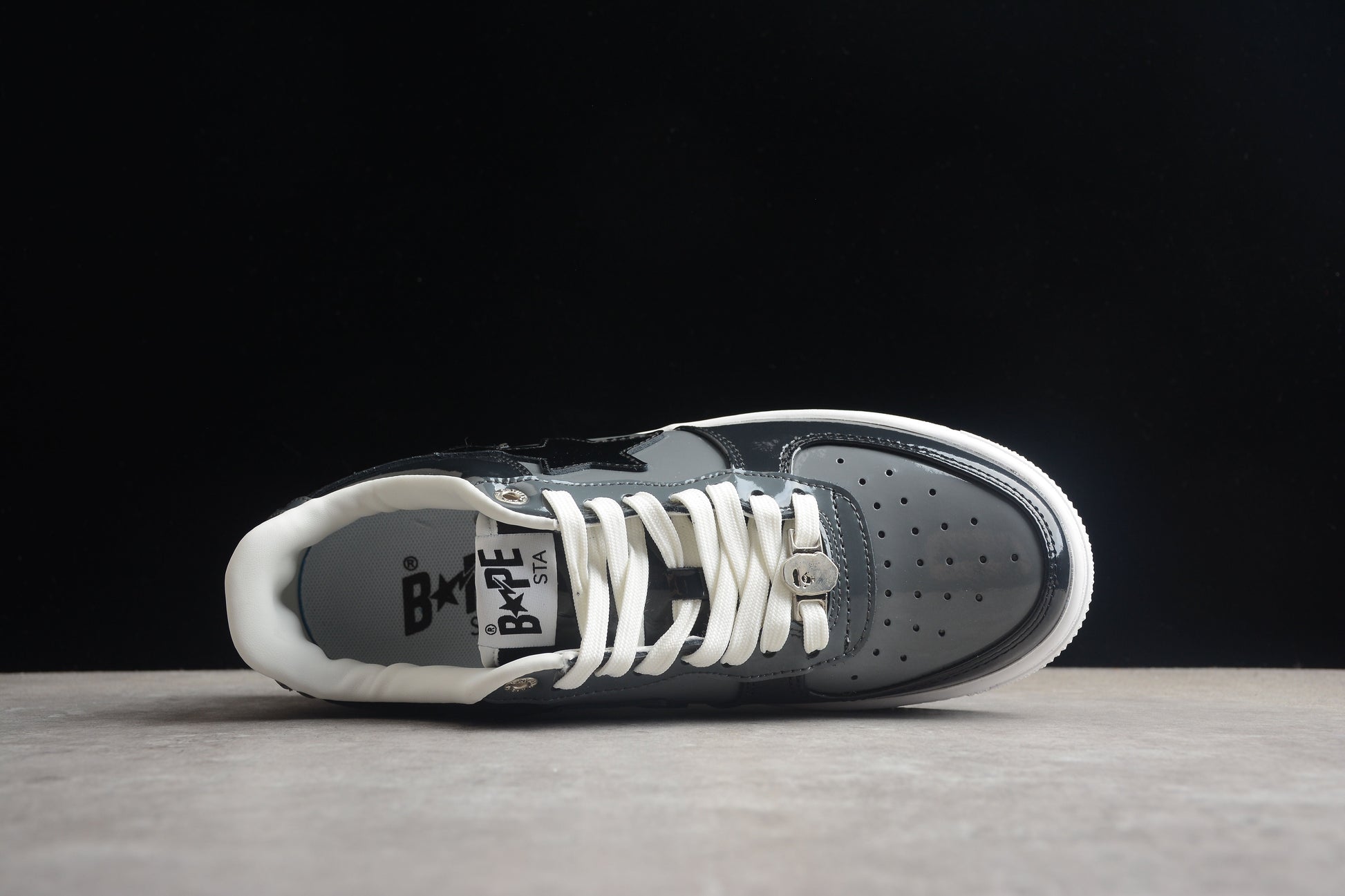 BAPE STA Black Patent Leather Low-Top Sneakers - Phantom Kicks