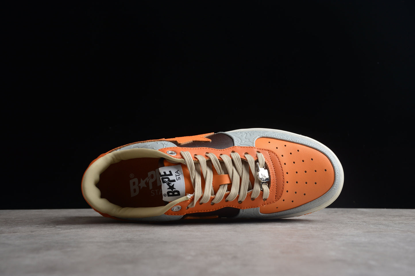 BAPE STA Low-Top Orange and Grey Sneakers - Phantom Kicks