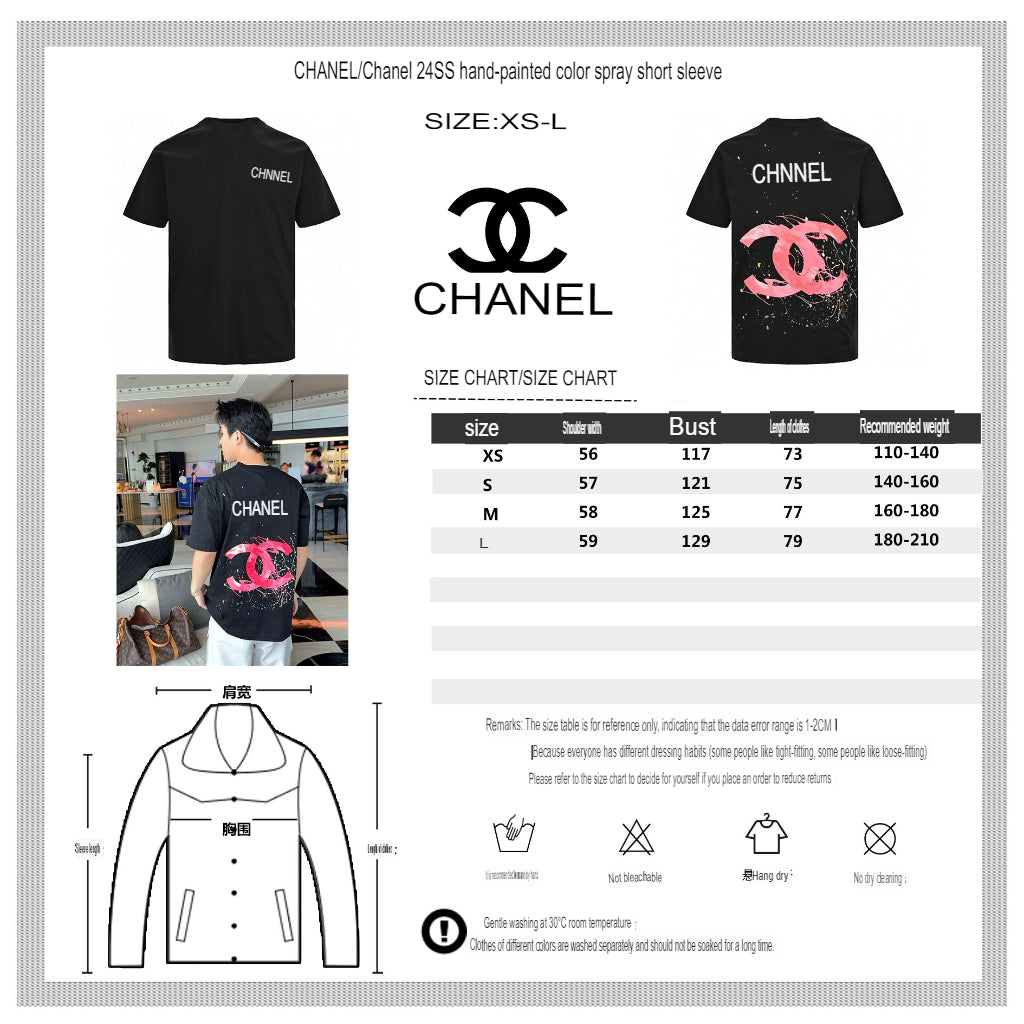 Chanel Pink Splash Logo Black T-Shirt - Phantom Kicks