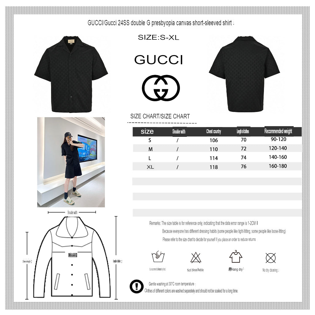 Gucci GG Monogram Black Short Sleeve Shirt - Phantom Kicks