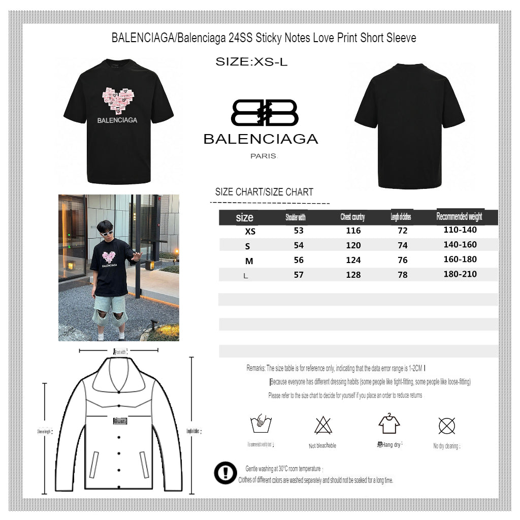 Balenciaga Love Notes T-Shirt in Black - Phantom Kicks