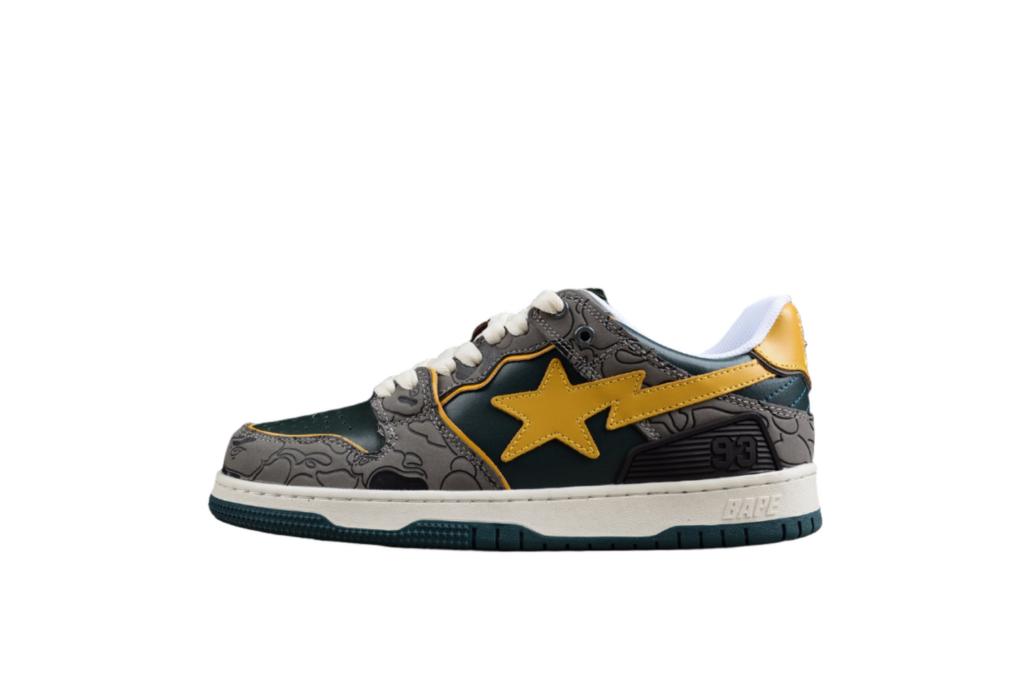 BAPE STA Low-Top Sneakers in Green and Yellow - Phantom Kicks