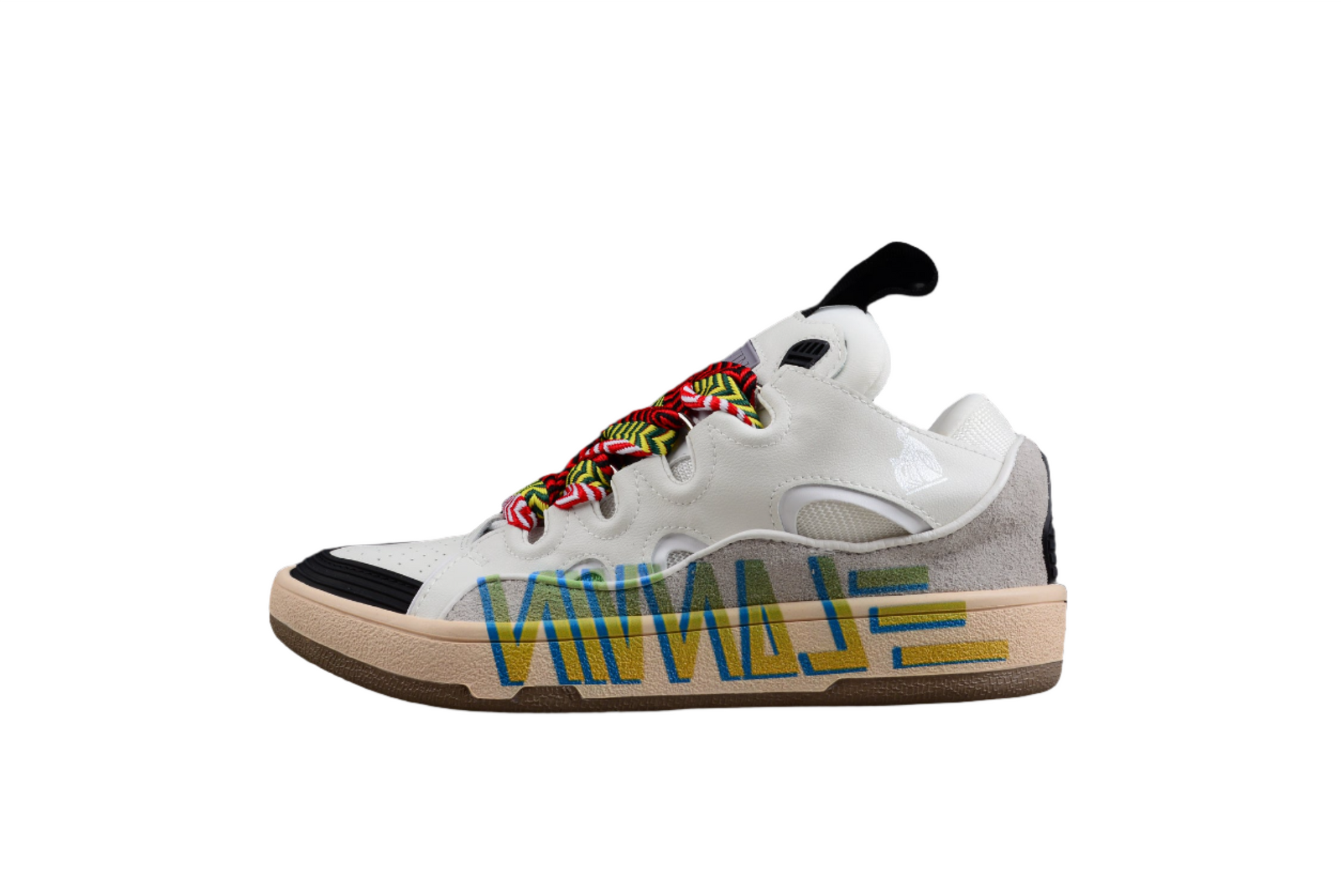 White Low Top Sneakers with Multicolor Laces - Phantom Kicks