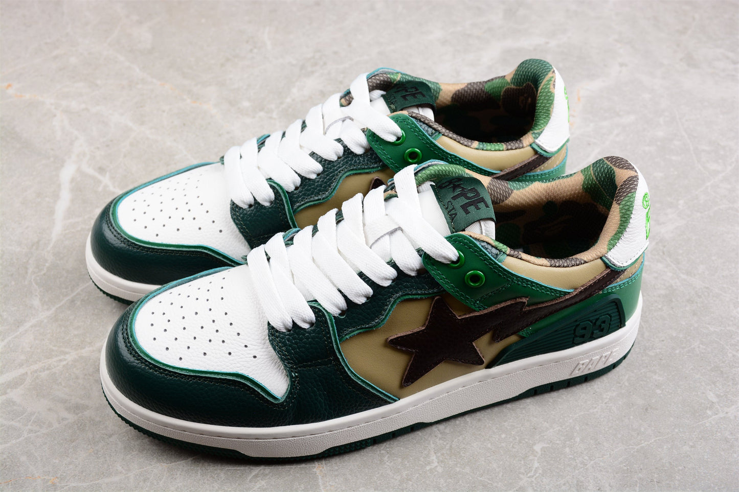 BAPE STA Low-Top Sneakers in Green and Brown - Phantom Kicks