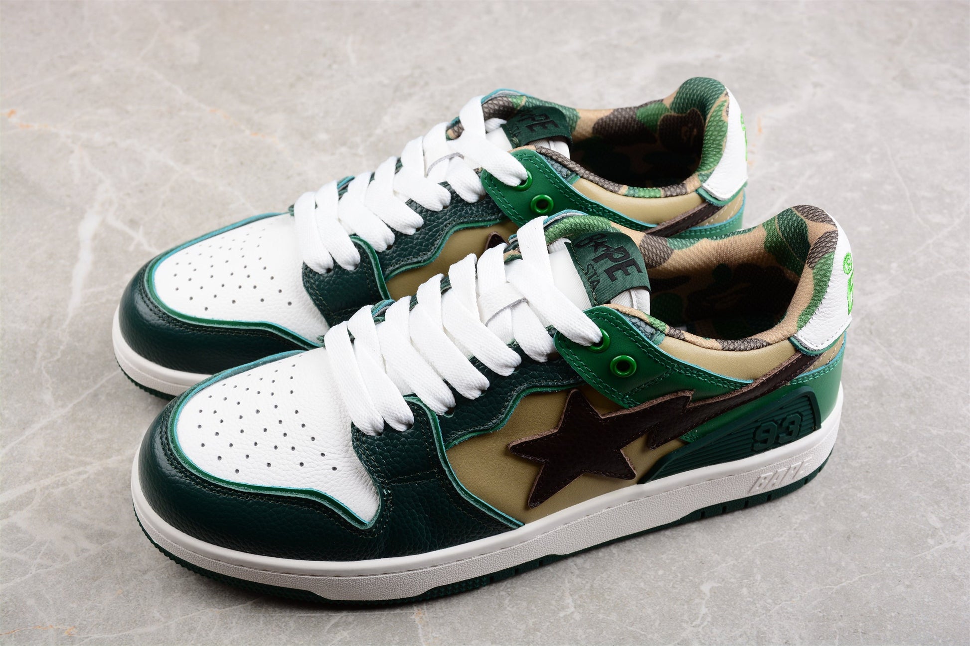BAPE STA Low-Top Sneakers in Green and Brown - Phantom Kicks