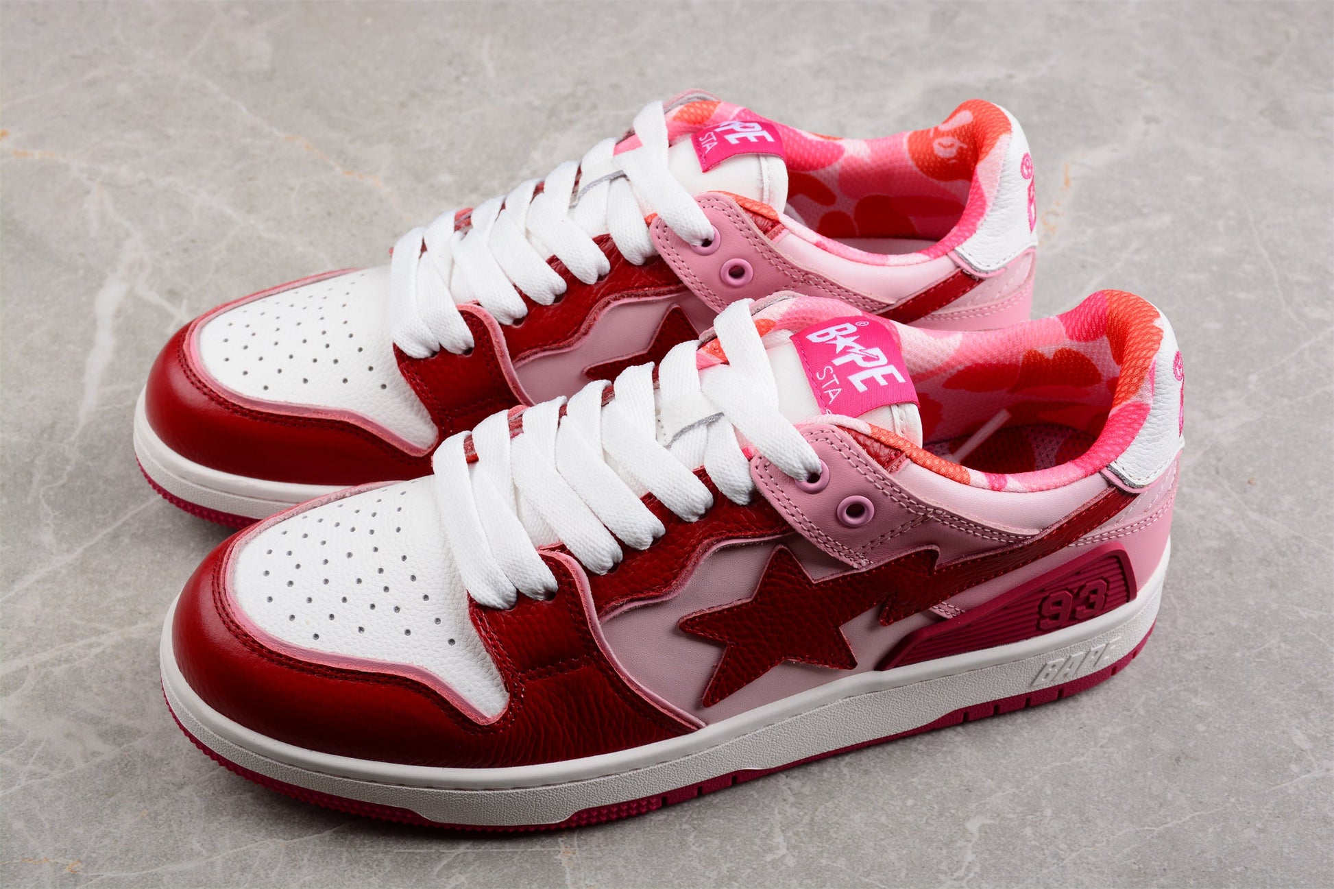 BAPE STA Low-Top Sneakers in Red and Pink - Phantom Kicks