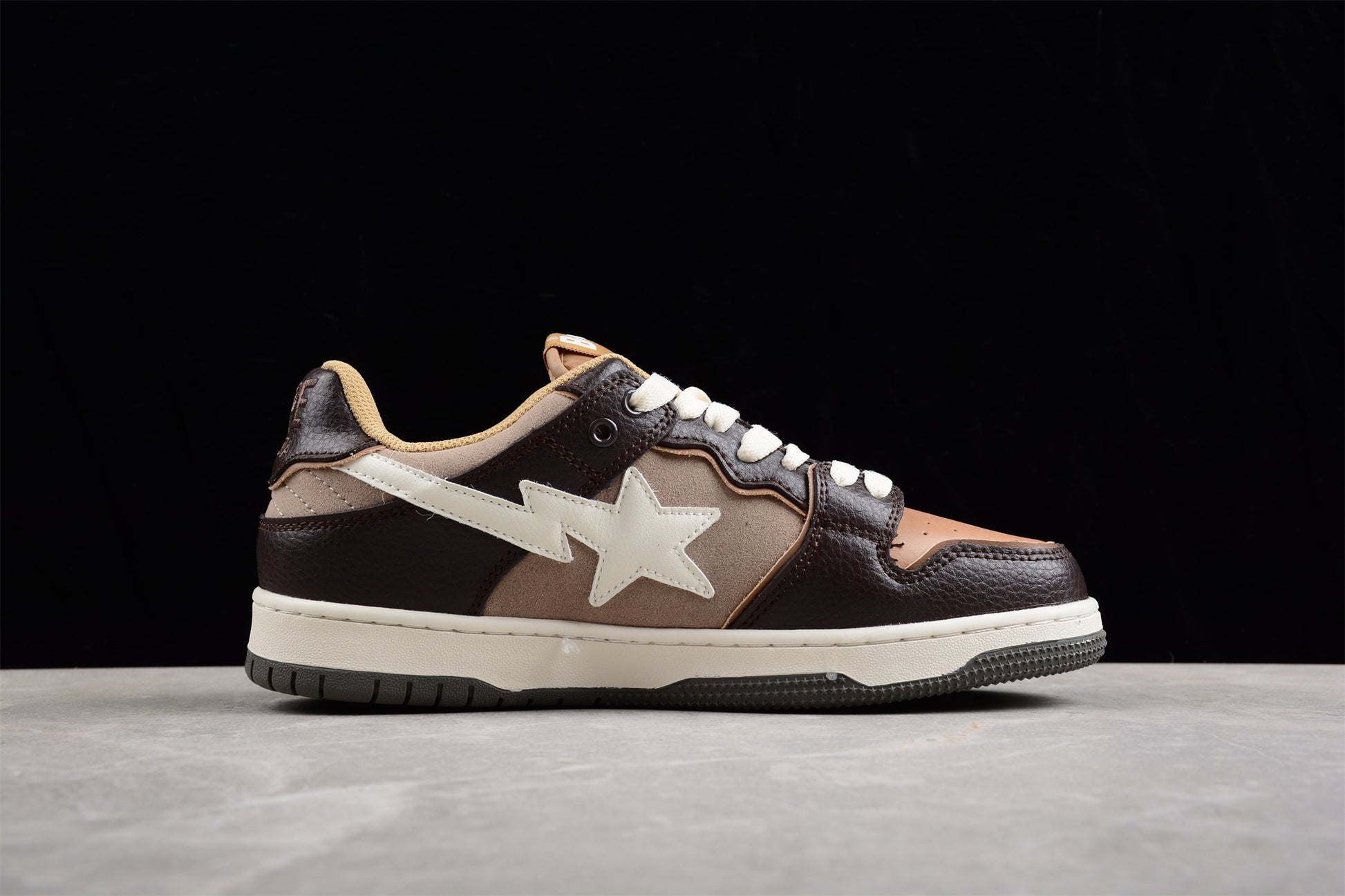BAPE STA Low-Top Sneakers in Brown and Beige - Phantom Kicks