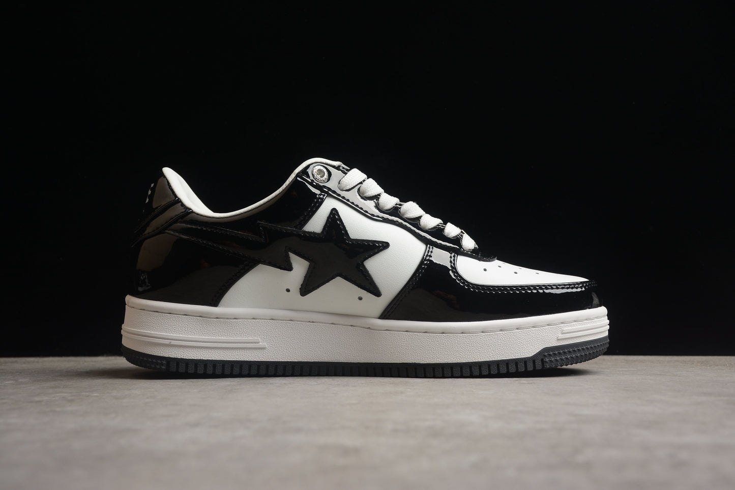 BAPE STA Low-Top Sneakers in Black and White - Phantom Kicks