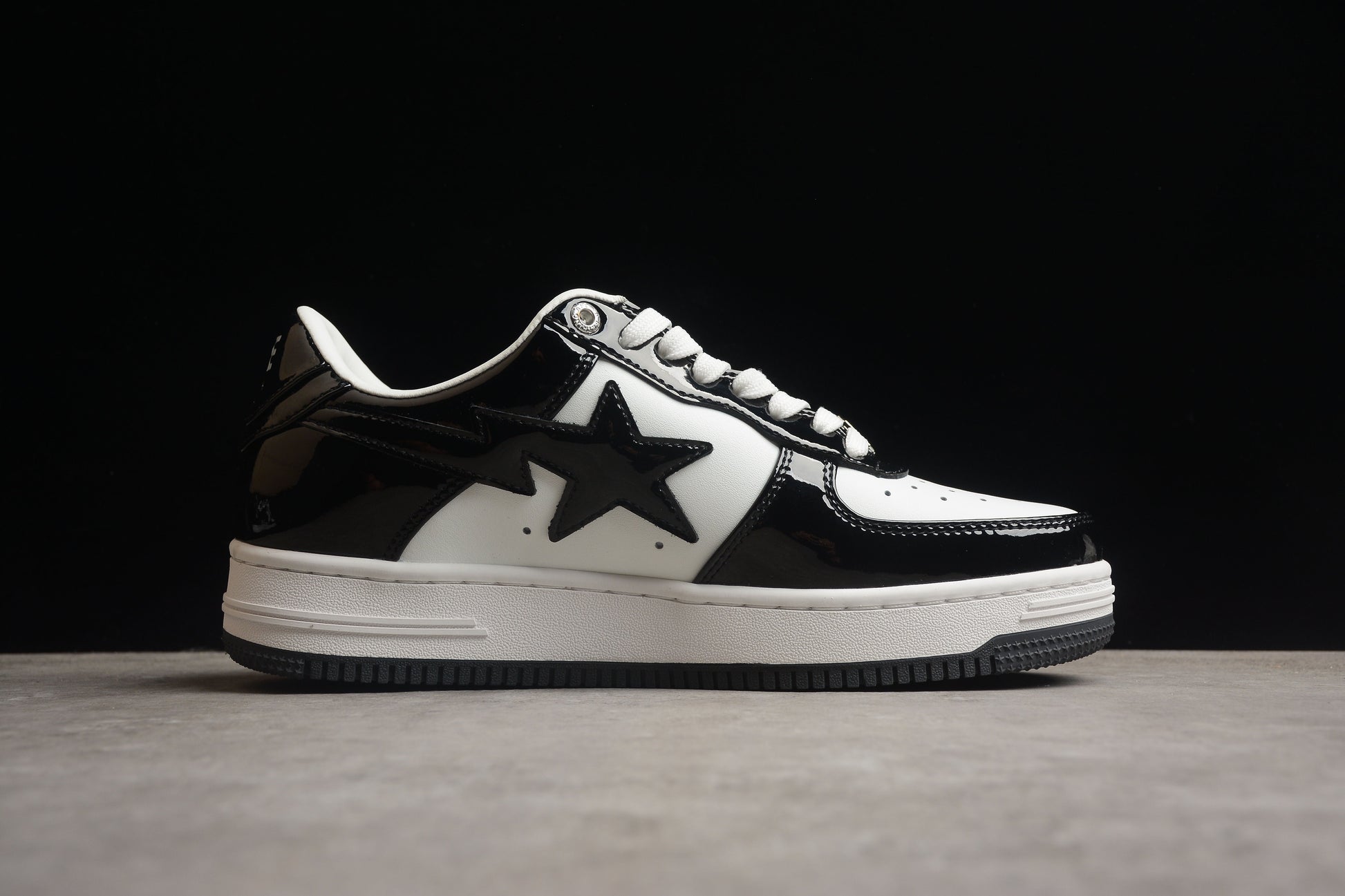 BAPE STA Low-Top Sneakers in Black and White - Phantom Kicks