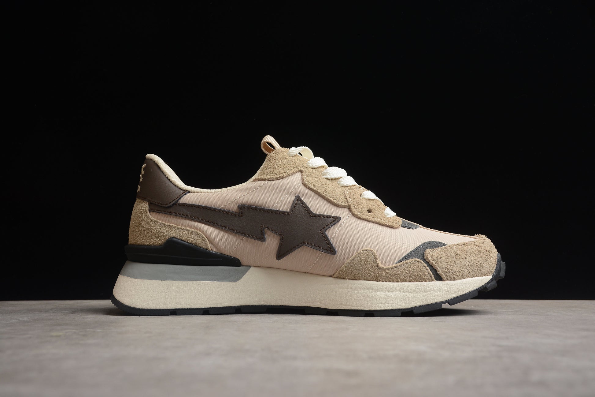 BAPE STA Retro Runner Beige and Brown Sneakers - Phantom Kicks