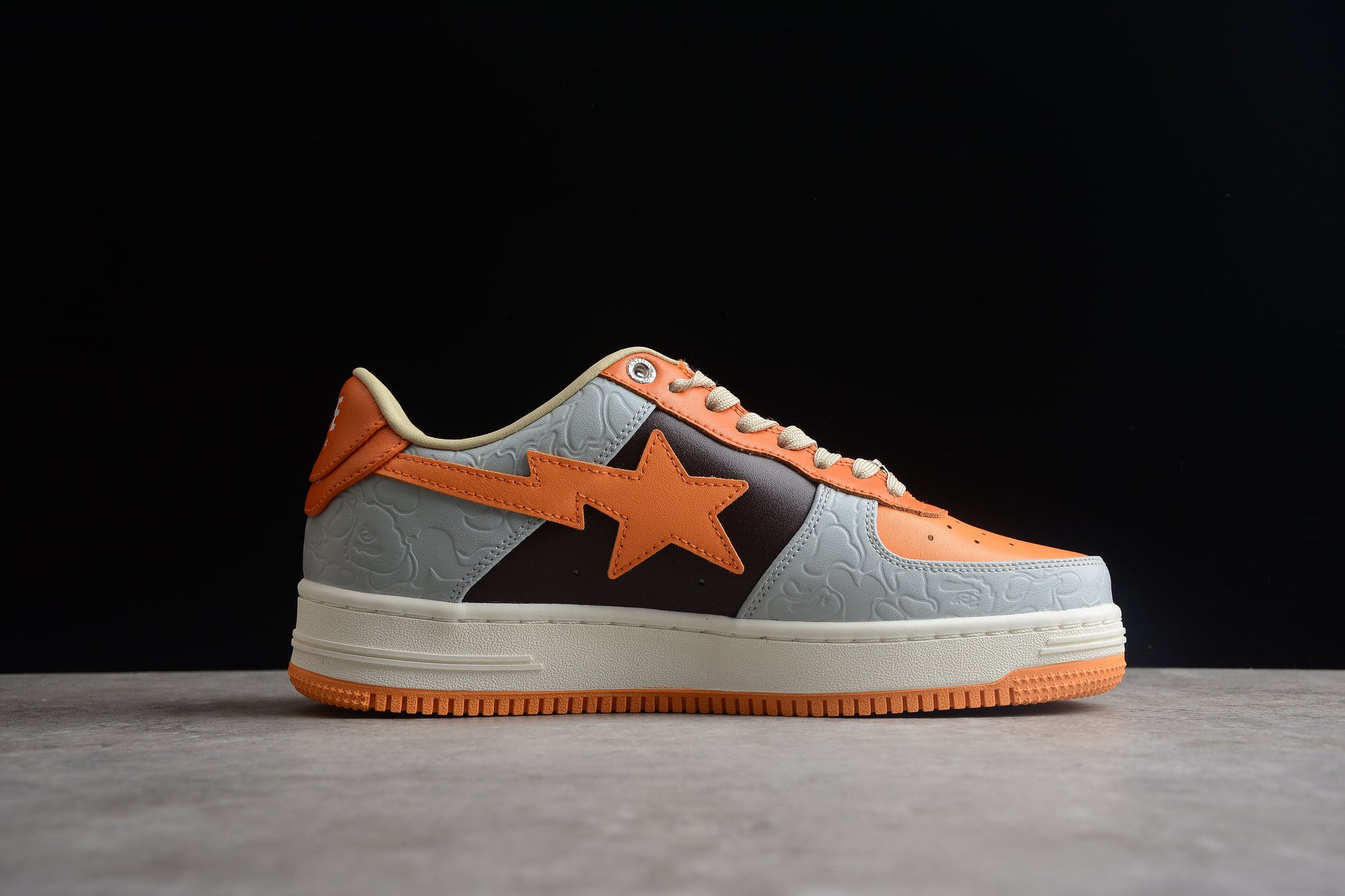 BAPE STA Low-Top Orange and Grey Sneakers - Phantom Kicks