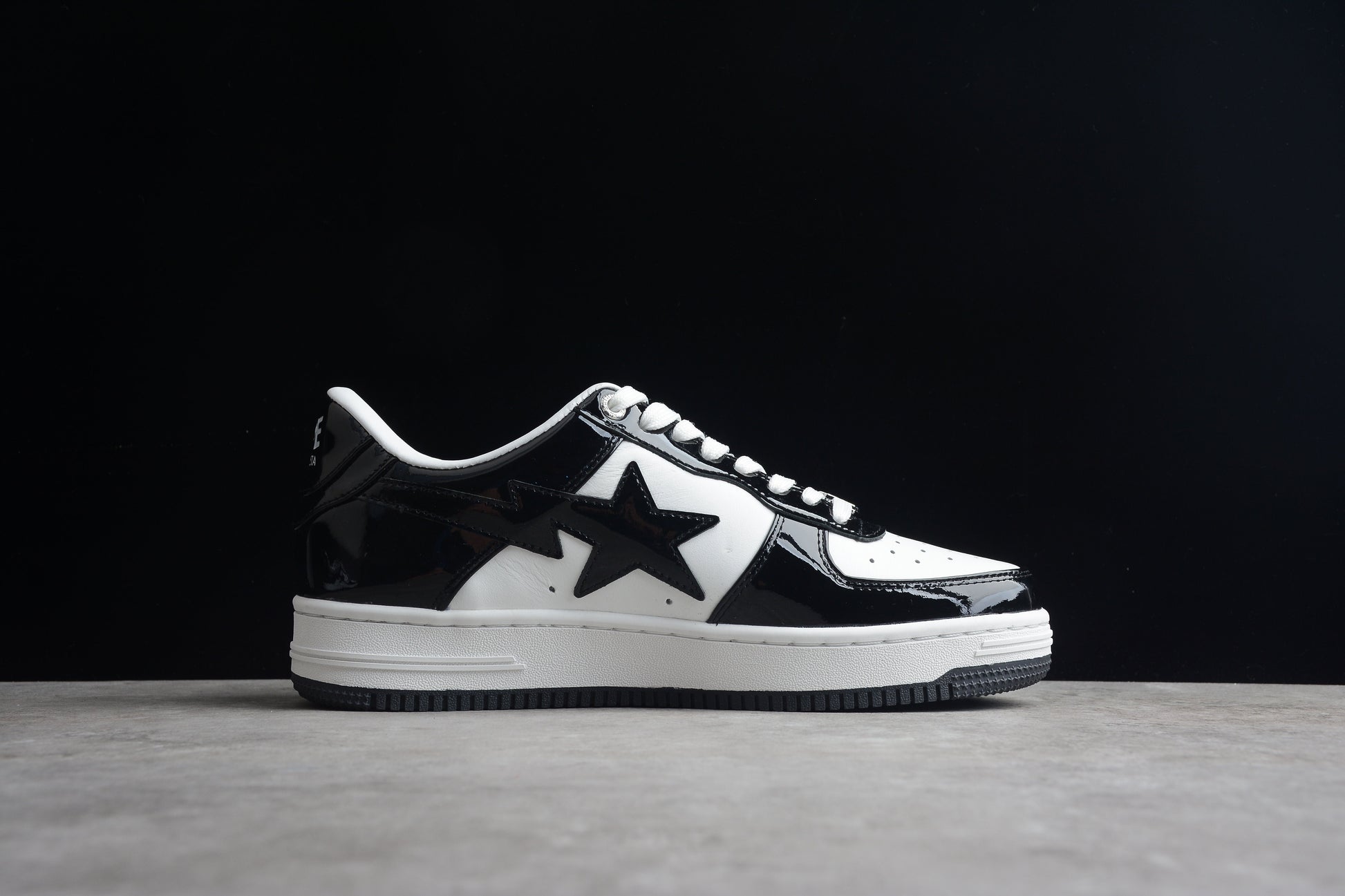 BAPE STA Low-Top Sneakers in Black and White - Phantom Kicks