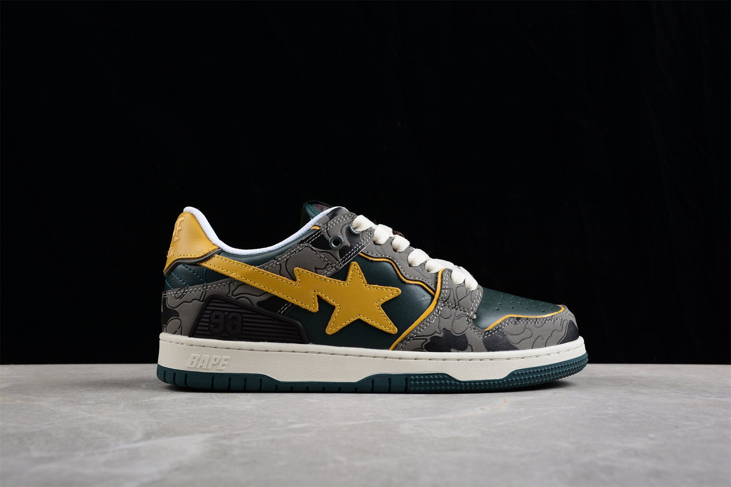 BAPE STA Low-Top Sneakers in Green and Yellow - Phantom Kicks