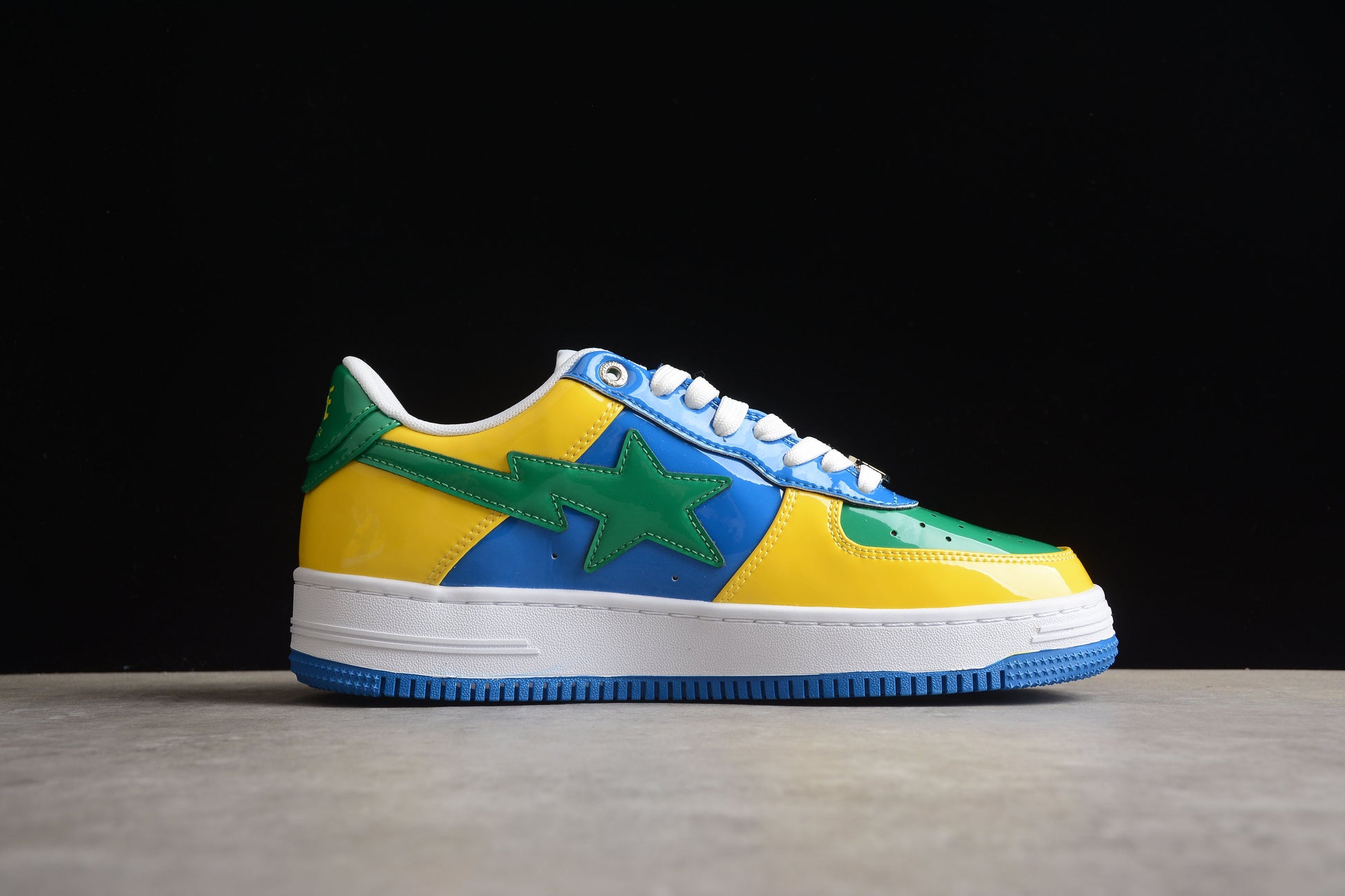BAPE STA Low-Top Sneakers in Green, Blue, and Yellow - Phantom Kicks