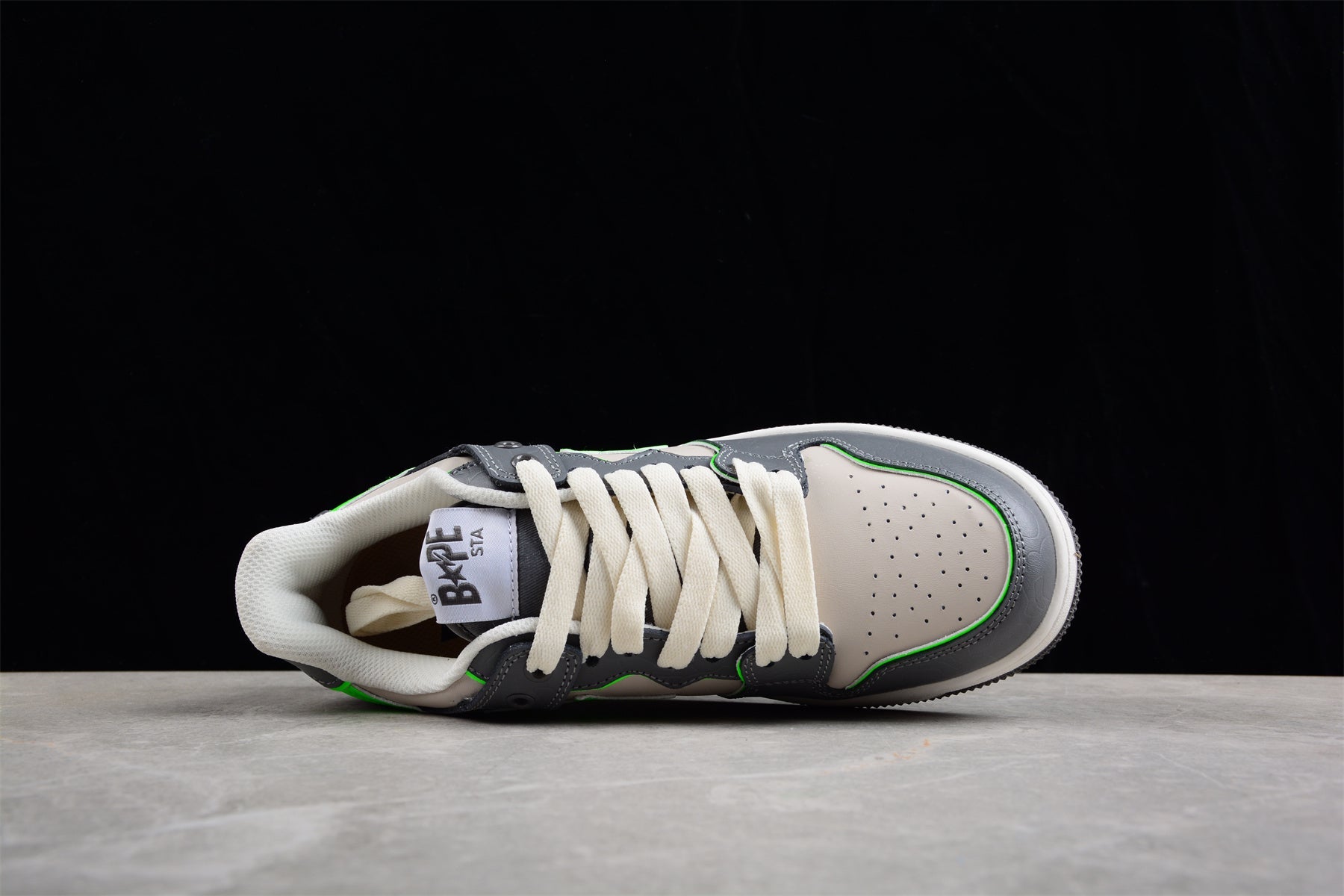 BAPE STA Low-Top Sneakers in Grey and Neon Green - Phantom Kicks
