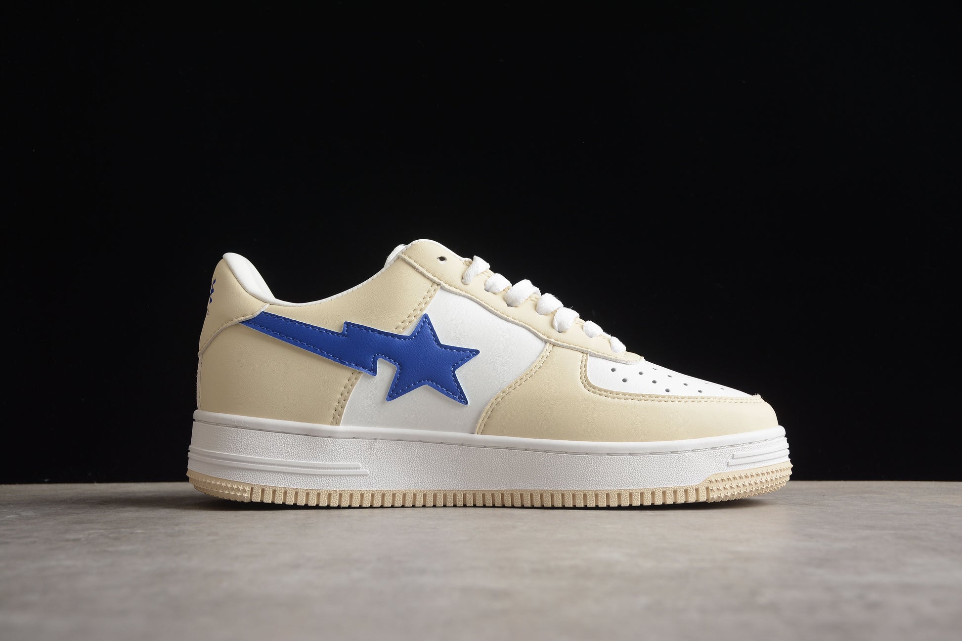 BAPE STA Low-Top Sneakers in Cream and Blue - Phantom Kicks