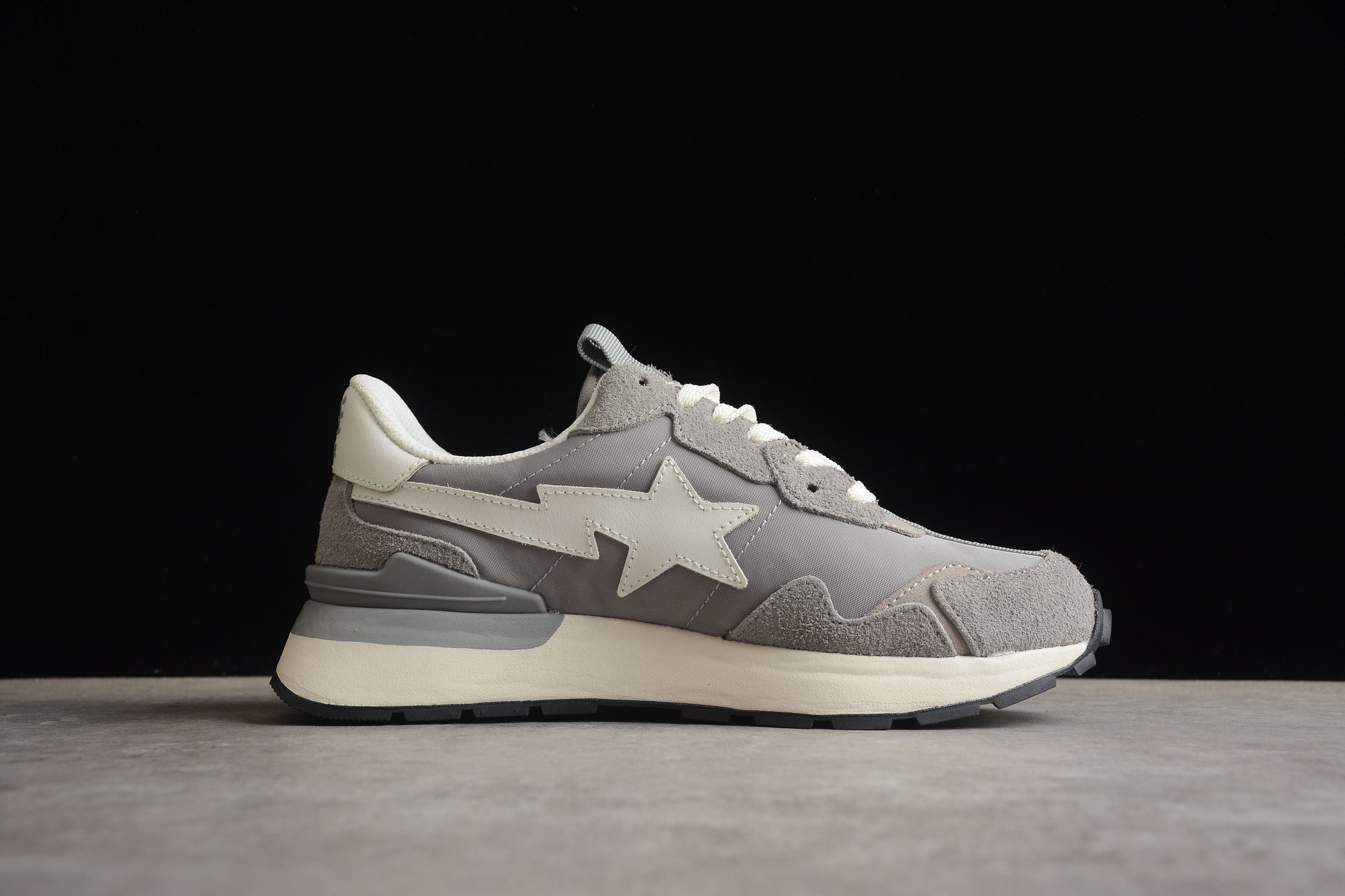 BAPE STA Runner Sneakers in Grey and White - Phantom Kicks