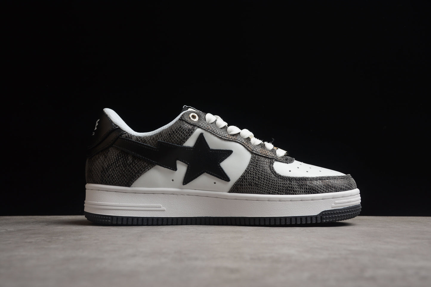 BAPE STA Low-Top Sneakers with Black Snakeskin Pattern - Phantom Kicks