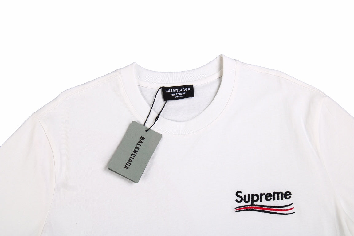 BALENCIAGA x SUPREME RED BLACK S T-SHIRT WHITE - Phantom Kicks