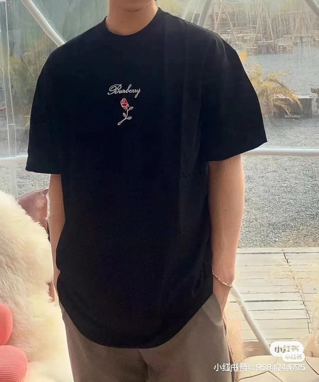 Burberry Rose Logo T-Shirt (Black) - Phantom Kicks