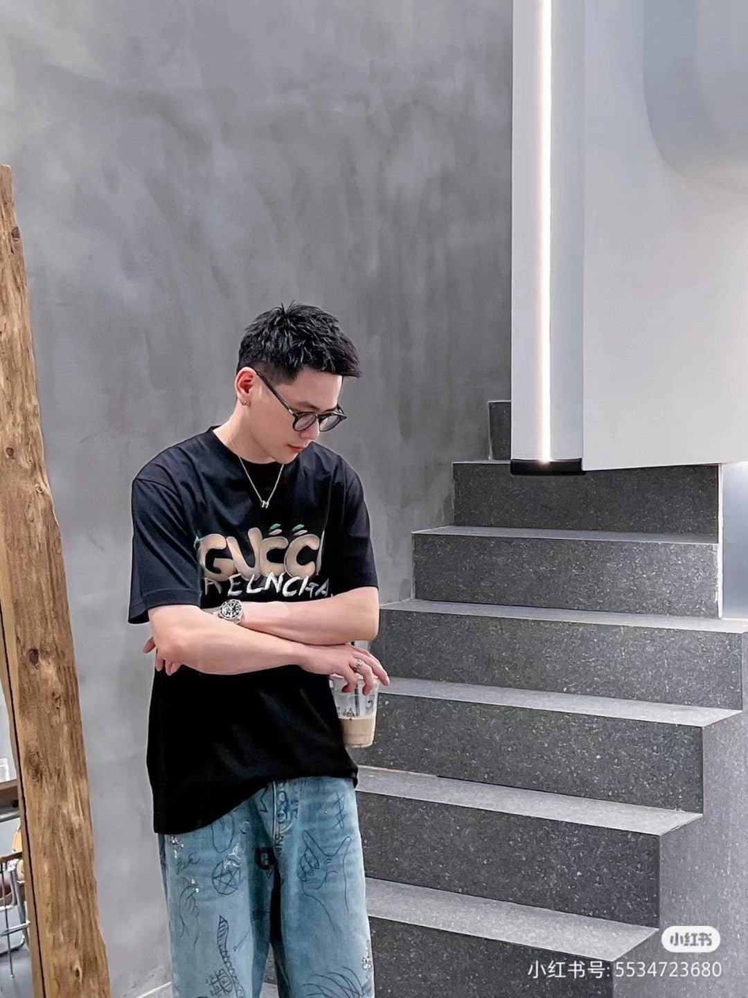 Gucci x Balenciaga Collaboration T-Shirt (Black) - Phantom Kicks