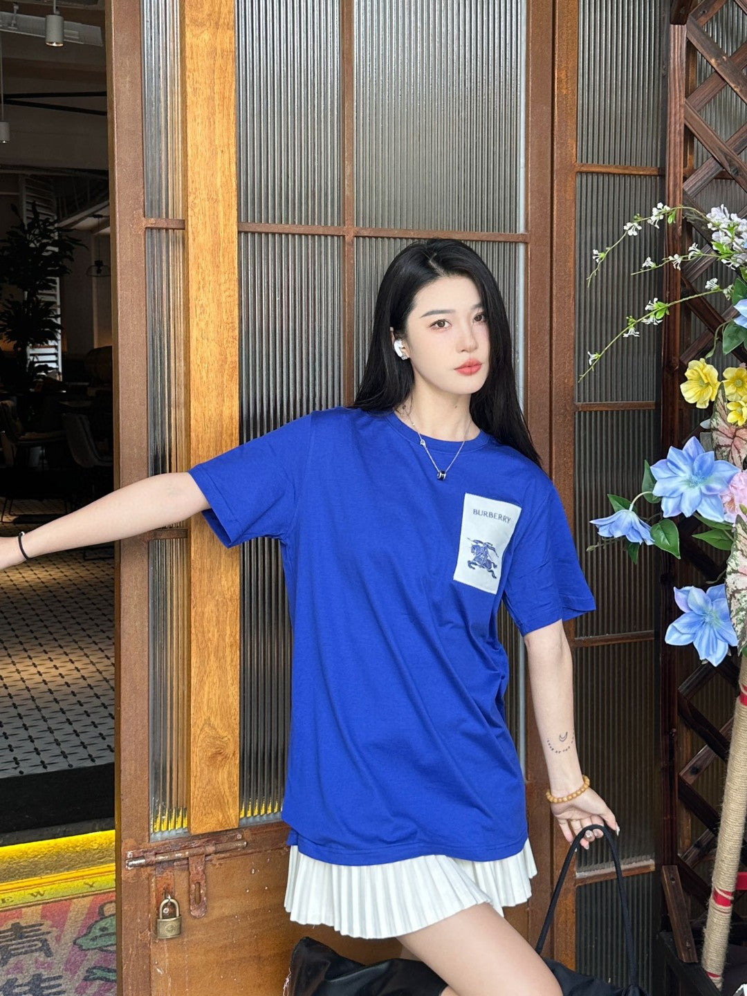 Burberry Embroidered Patch T-Shirt (Blue) - Phantom Kicks