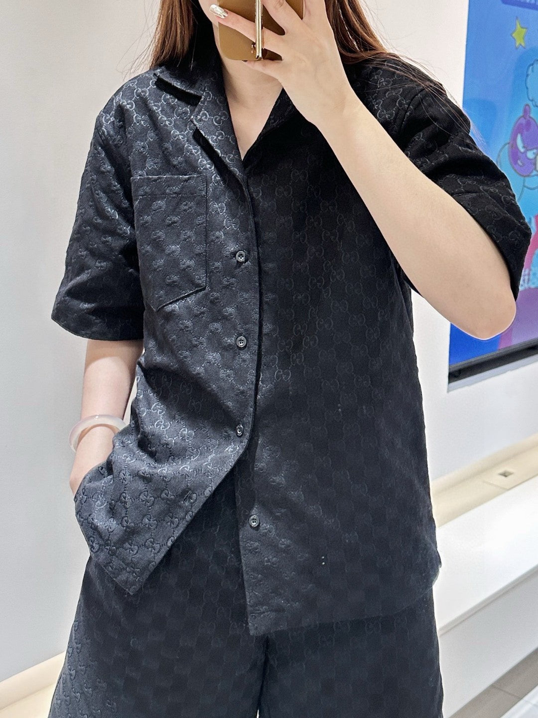 Gucci GG Monogram Black Short Sleeve Shirt - Phantom Kicks