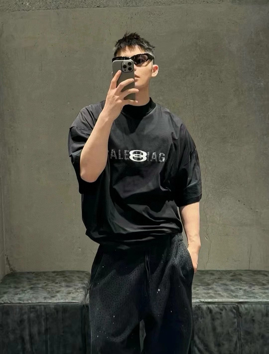 Balenciaga Reflective Logo Black T-Shirt - Phantom Kicks