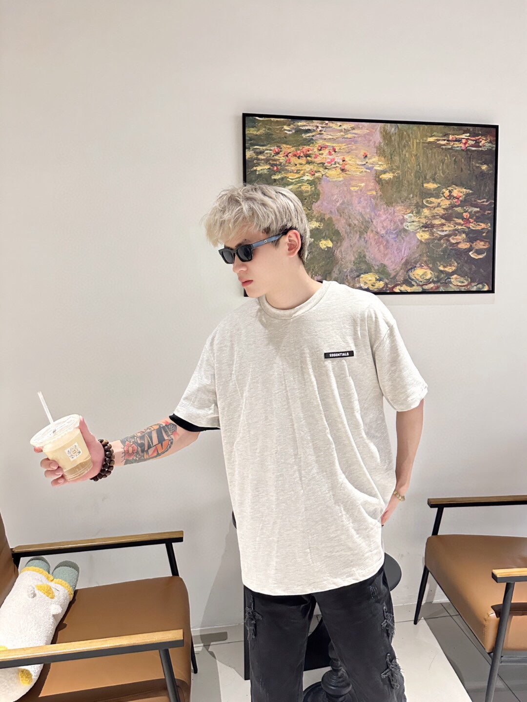 Fear of God Essentials Logo T-Shirt - Heather Grey - Phantom Kicks
