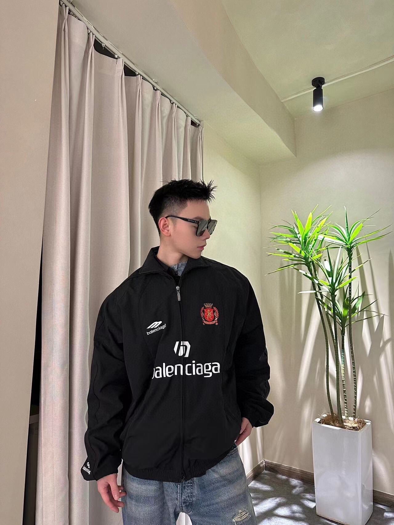 Balenciaga Black Zip-Up Track Jacket - Phantom Kicks