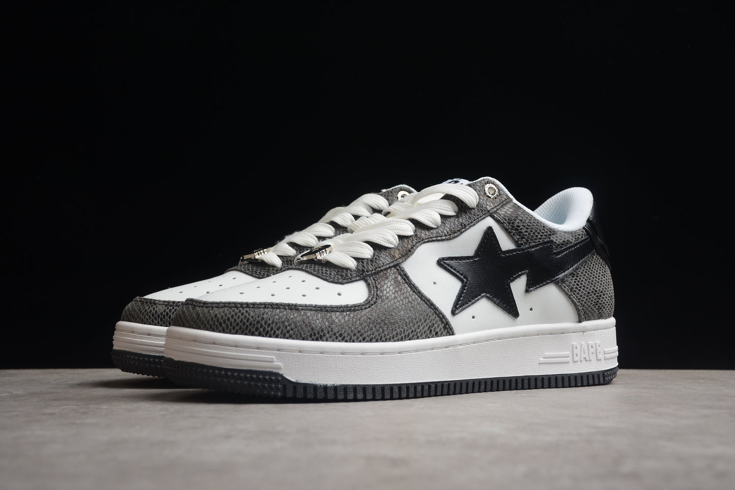 BAPE STA Low-Top Sneakers with Black Snakeskin Pattern - Phantom Kicks