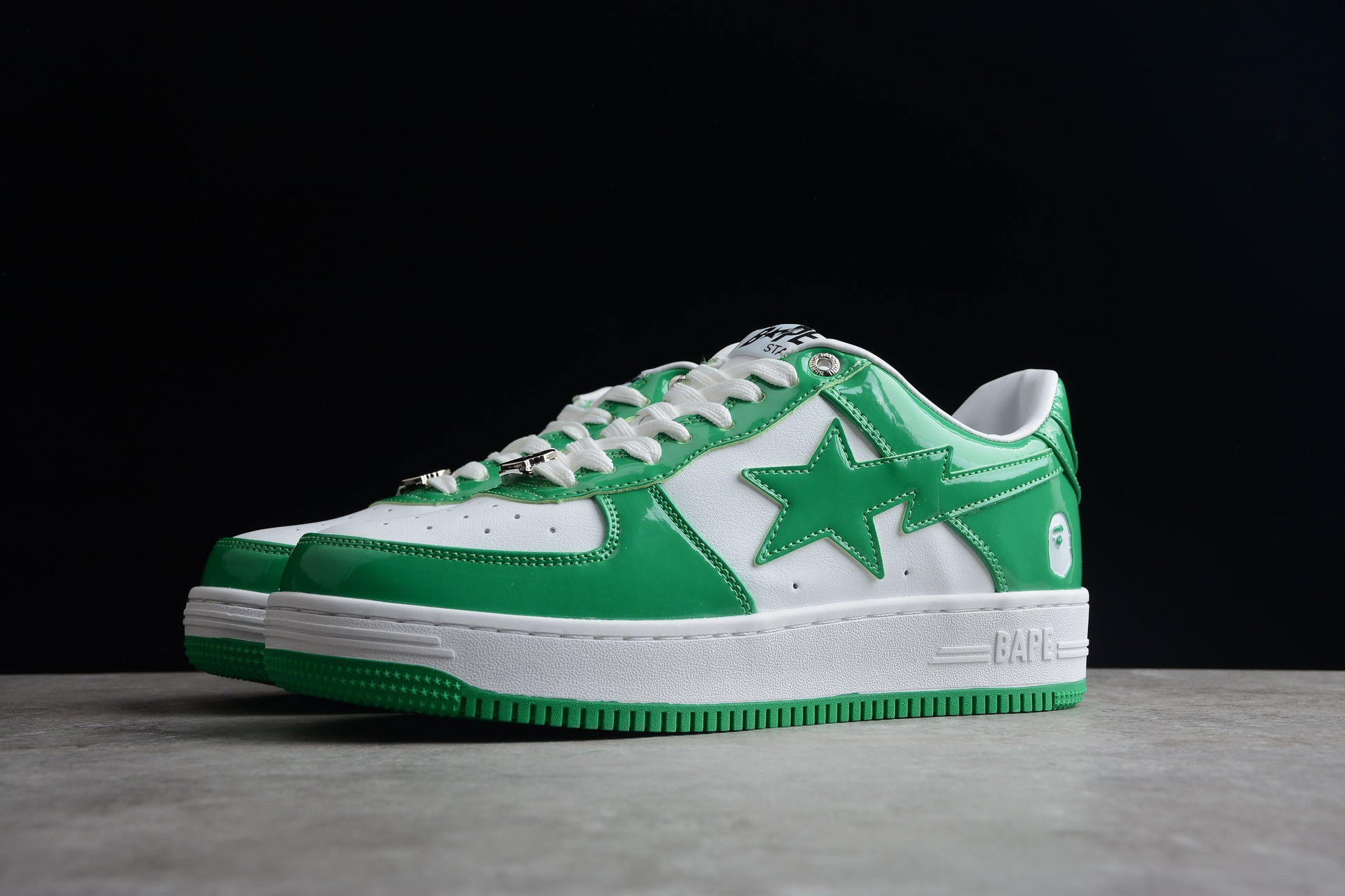 BAPE STA Low-Top Green and White Sneakers - Phantom Kicks