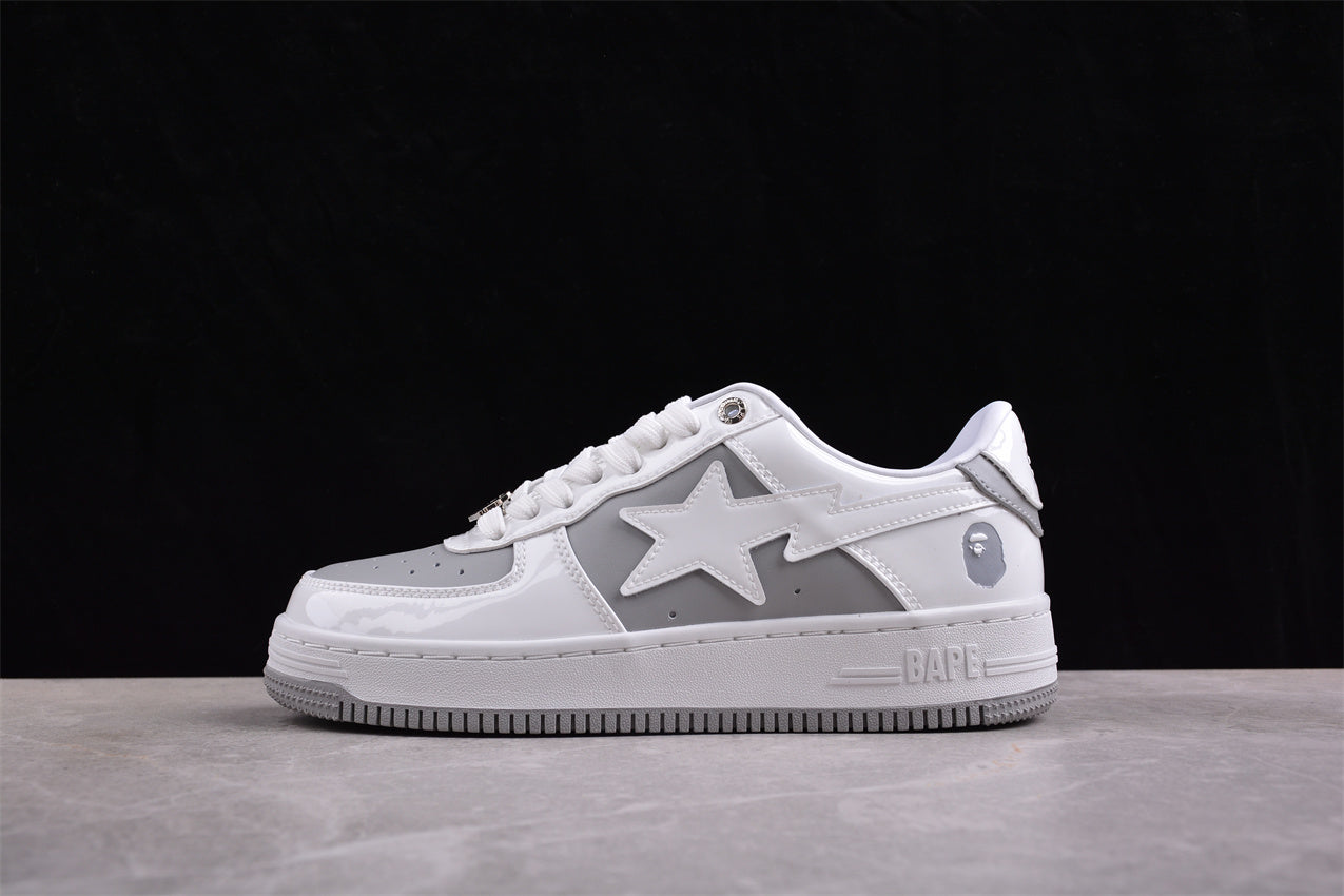 BAPE STA Low-Top Sneakers in White and Grey - Phantom Kicks