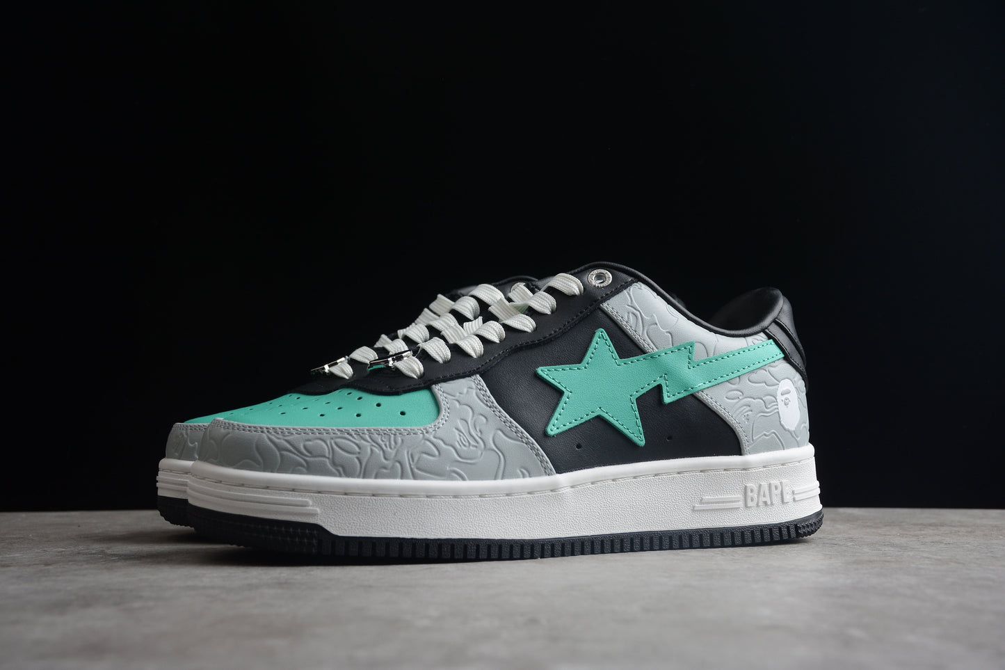 BAPE STA Low-Top Aqua and Grey Sneakers - Phantom Kicks