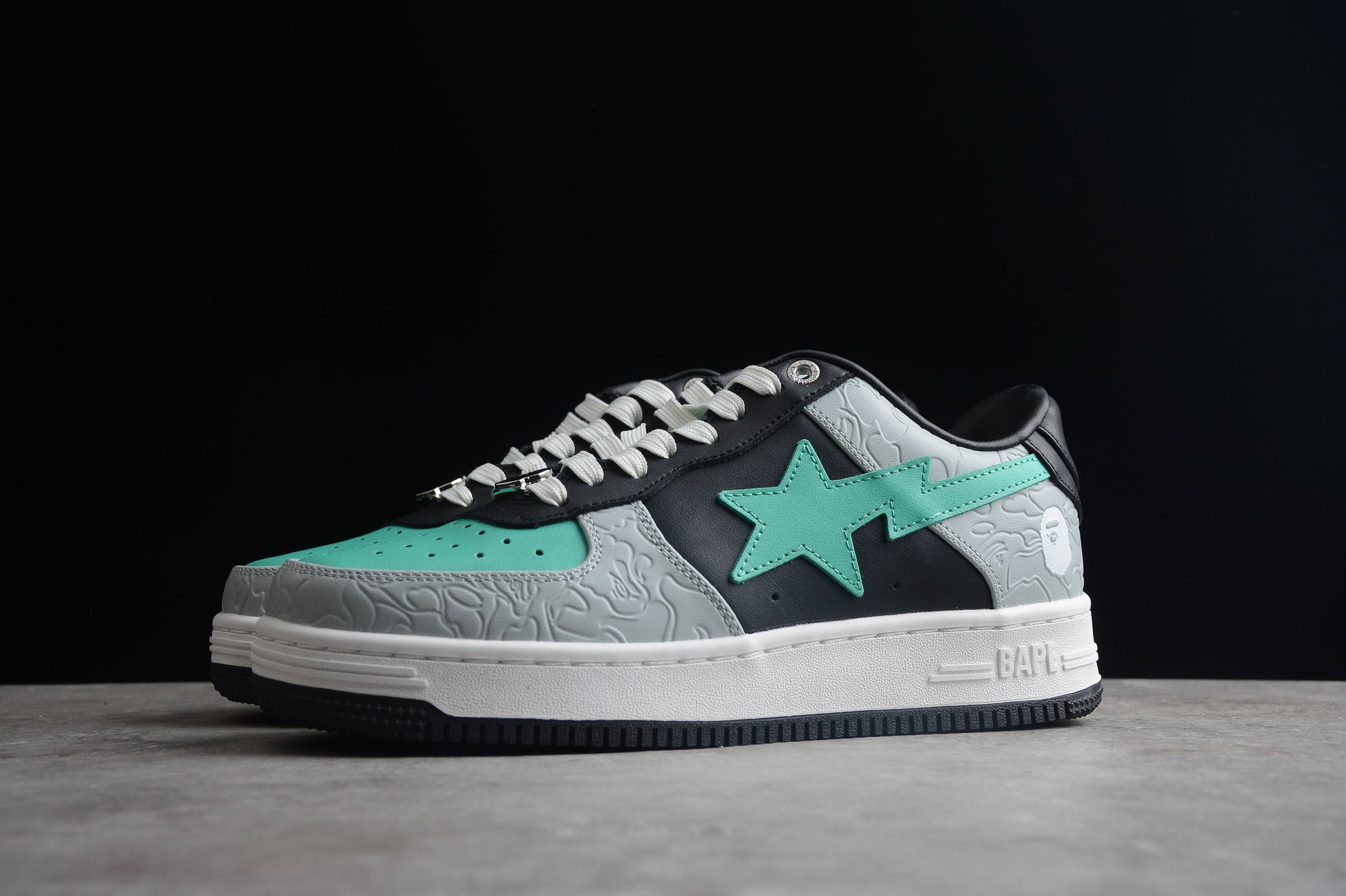 BAPE STA Low-Top Aqua and Grey Sneakers - Phantom Kicks