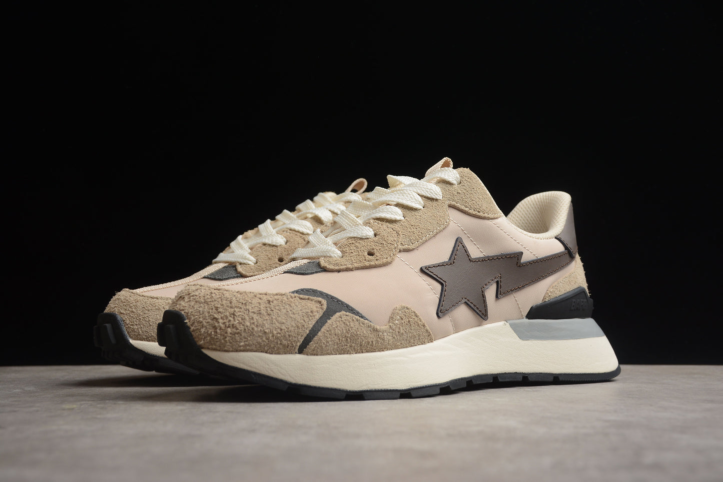BAPE STA Retro Runner Beige and Brown Sneakers - Phantom Kicks