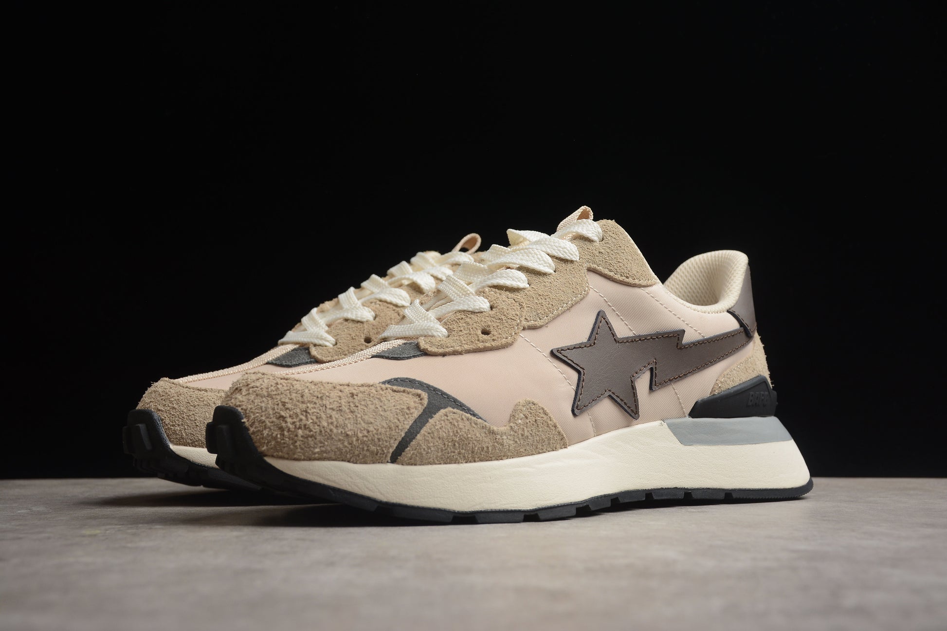 BAPE STA Retro Runner Beige and Brown Sneakers - Phantom Kicks