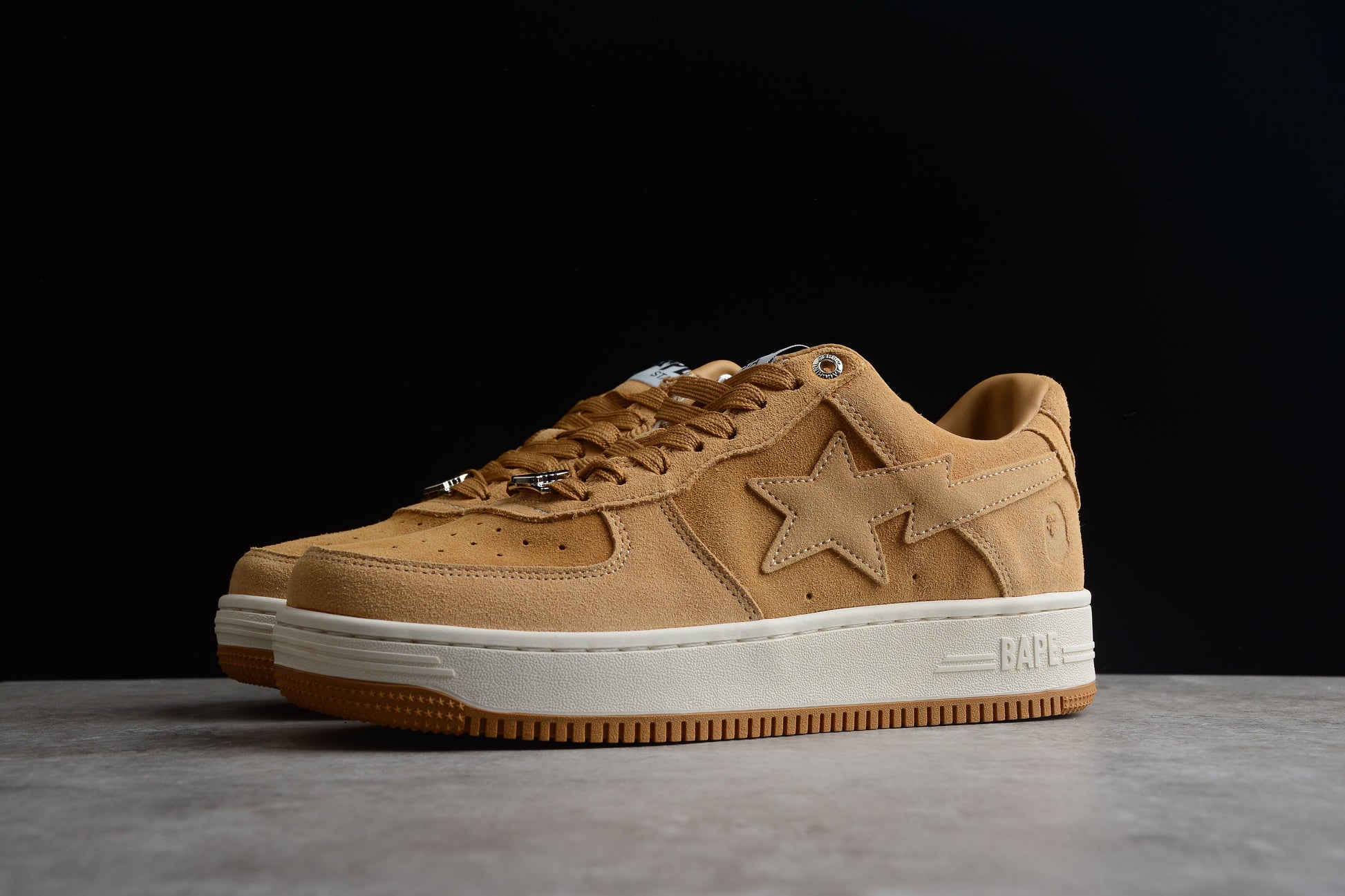 BAPE STA Low-Top Tan Suede Sneakers - Phantom Kicks