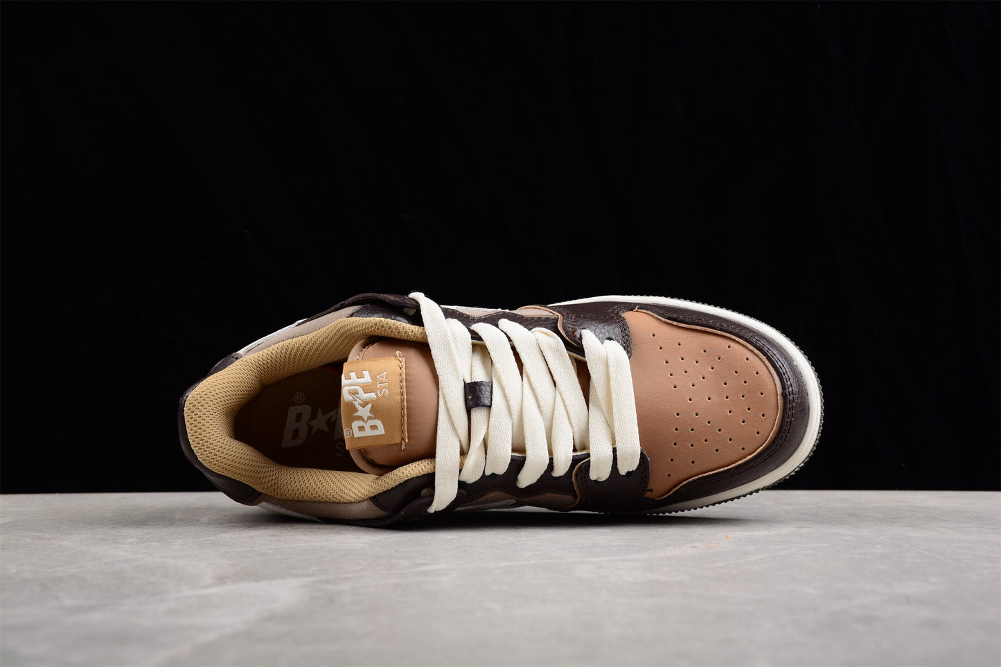 BAPE STA Low-Top Sneakers in Brown and Beige - Phantom Kicks