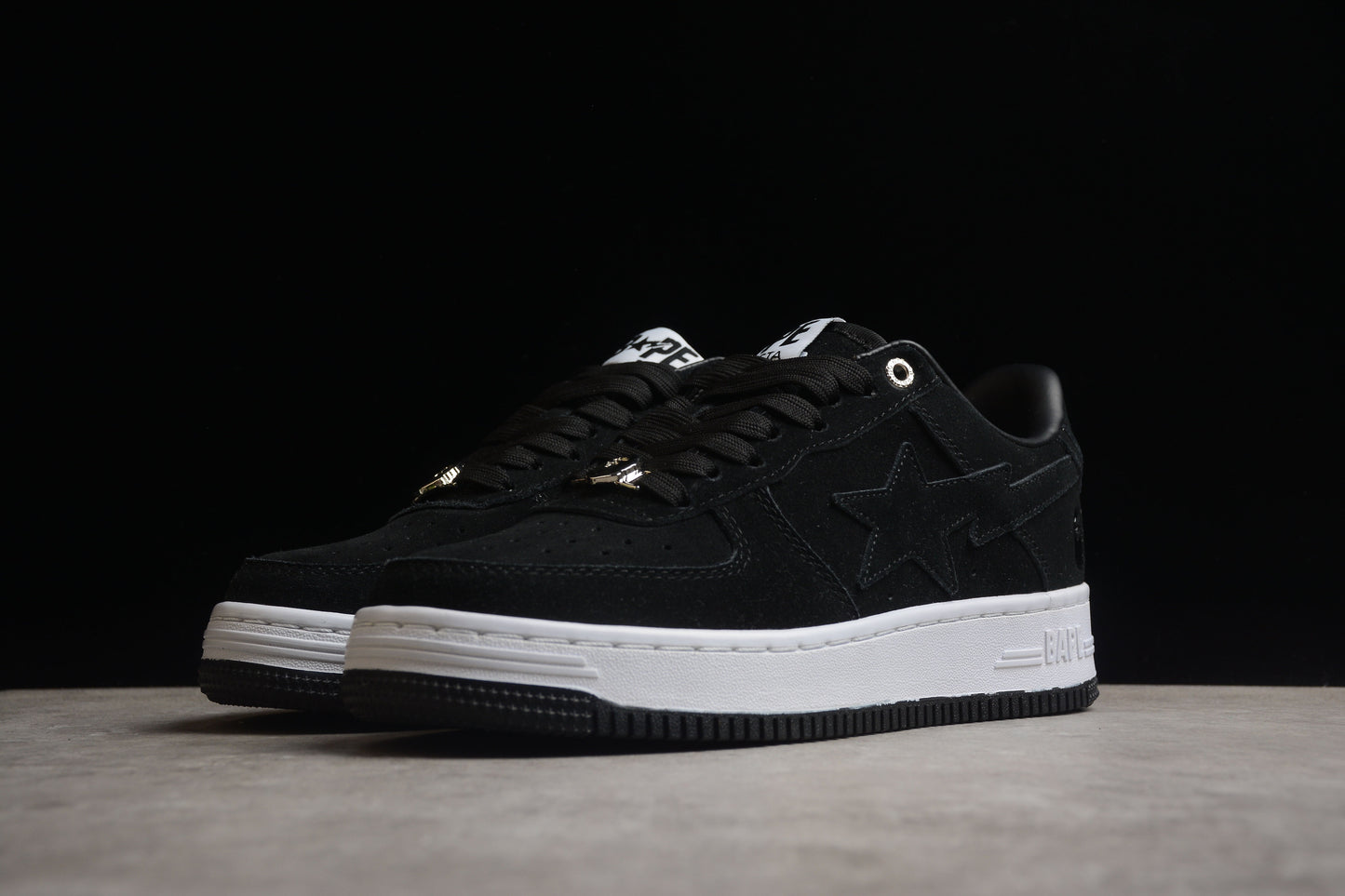 BAPE STA Low-Top Black Suede Sneakers - Phantom Kicks