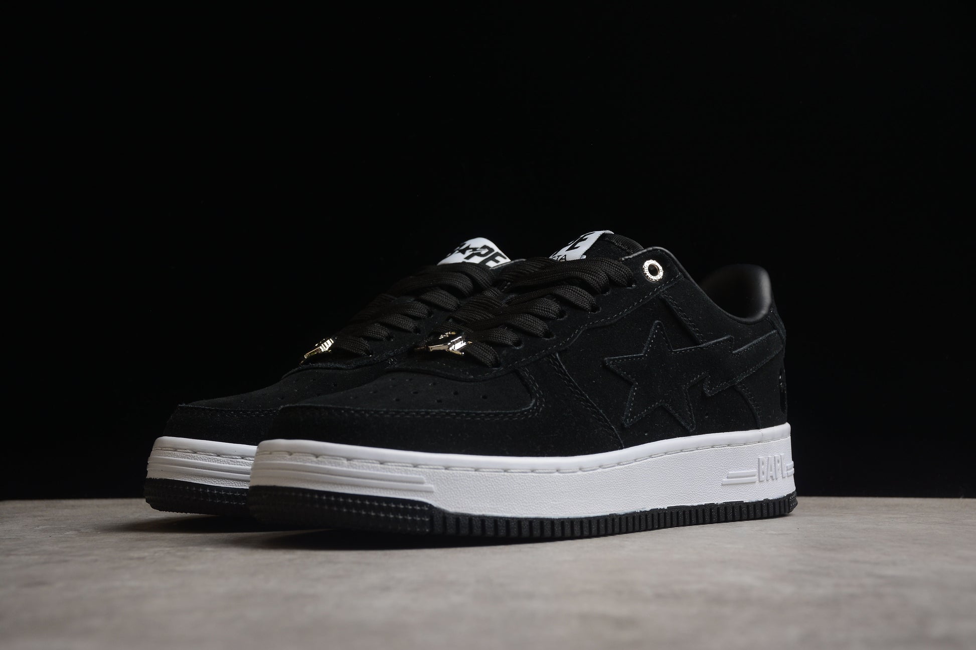 BAPE STA Low-Top Black Suede Sneakers - Phantom Kicks