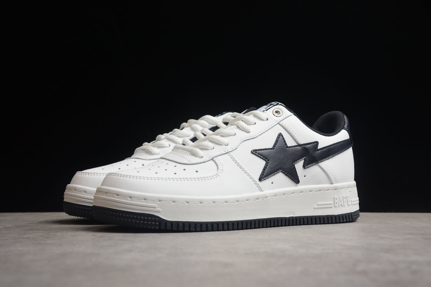 BAPE STA Low-Top White and Black Sneakers - Phantom Kicks