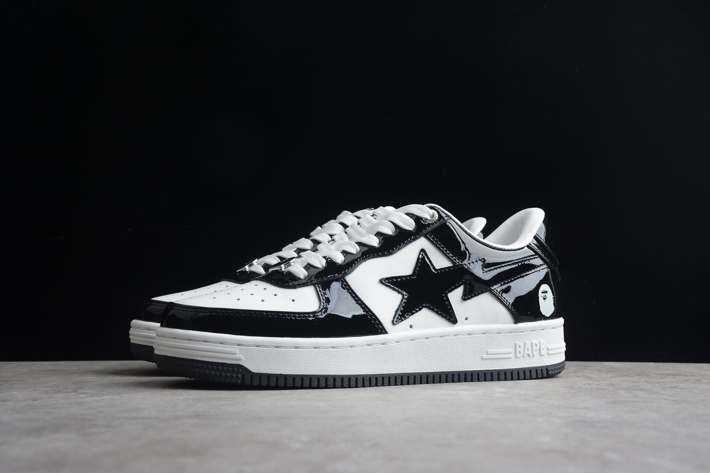 BAPE STA Low-Top Sneakers in Black and White - Phantom Kicks