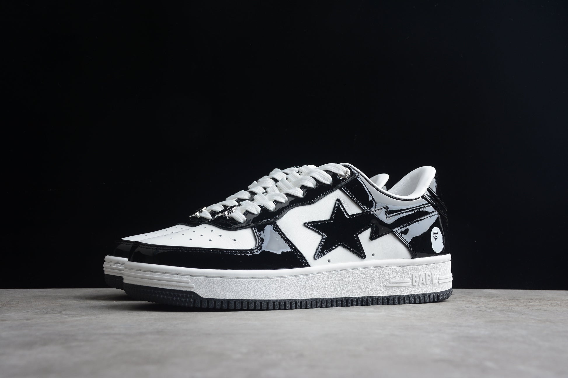 BAPE STA Low-Top Sneakers in Black and White - Phantom Kicks