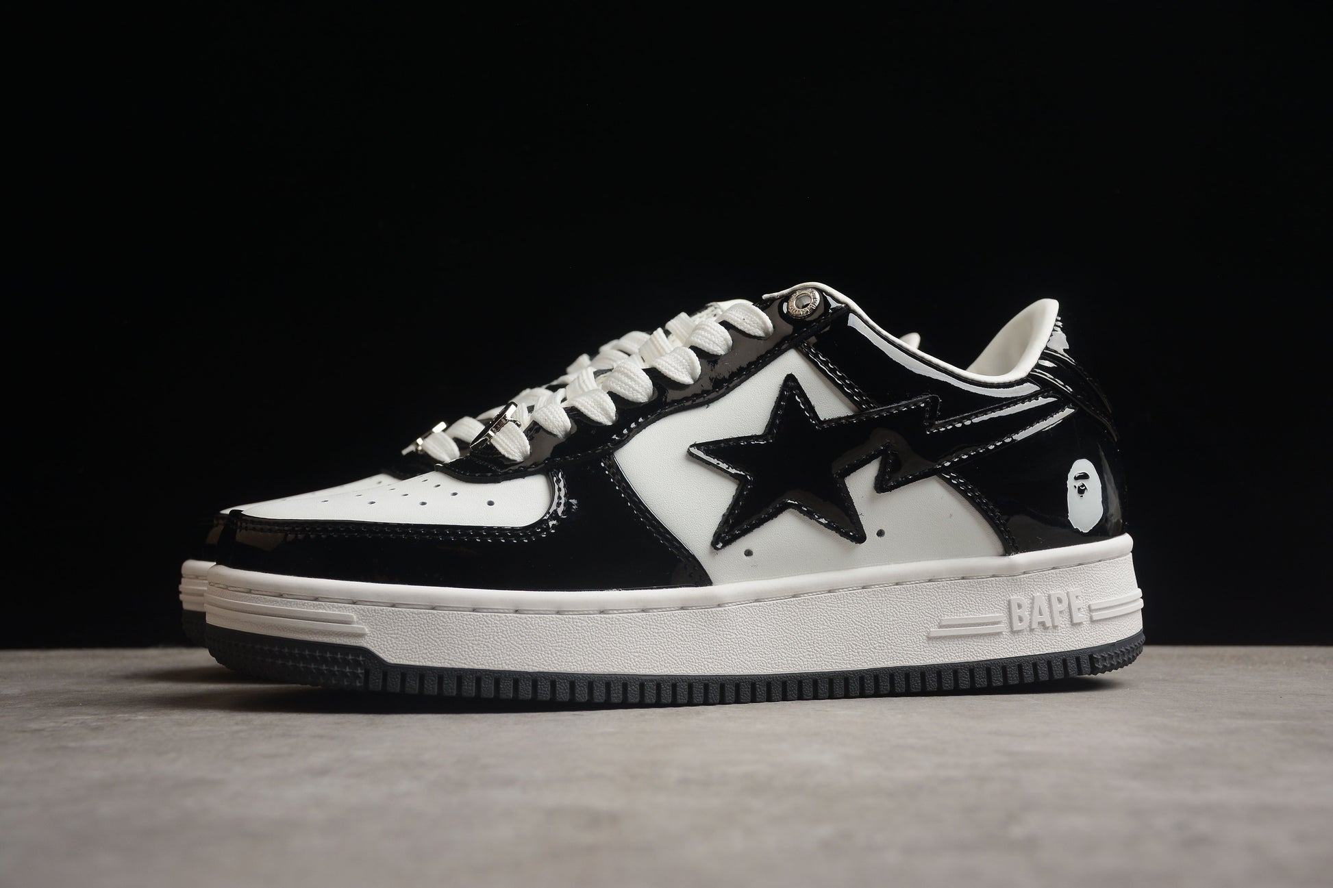 BAPE STA Low-Top Sneakers in Black and White - Phantom Kicks