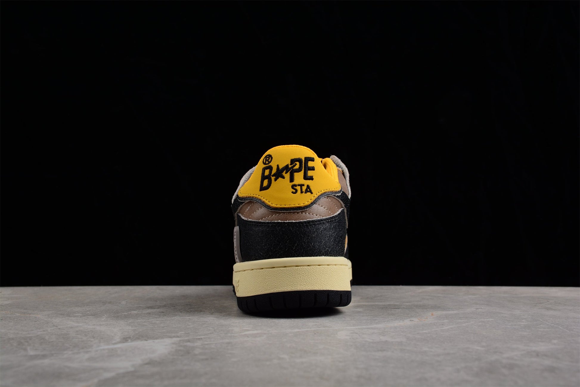 BAPE STA Low Top Sneakers in Black and Yellow - Phantom Kicks