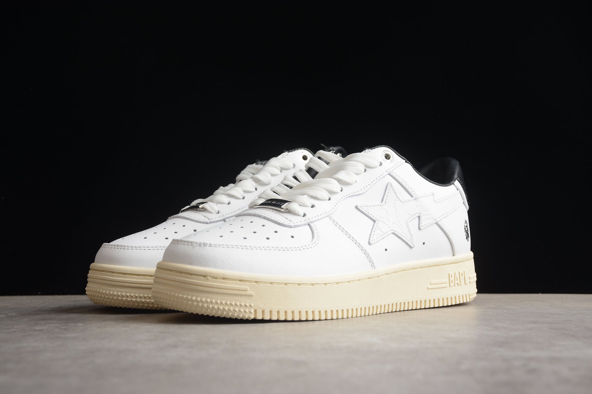 BAPE STA Low-Top Sneakers in White and Black - Phantom Kicks
