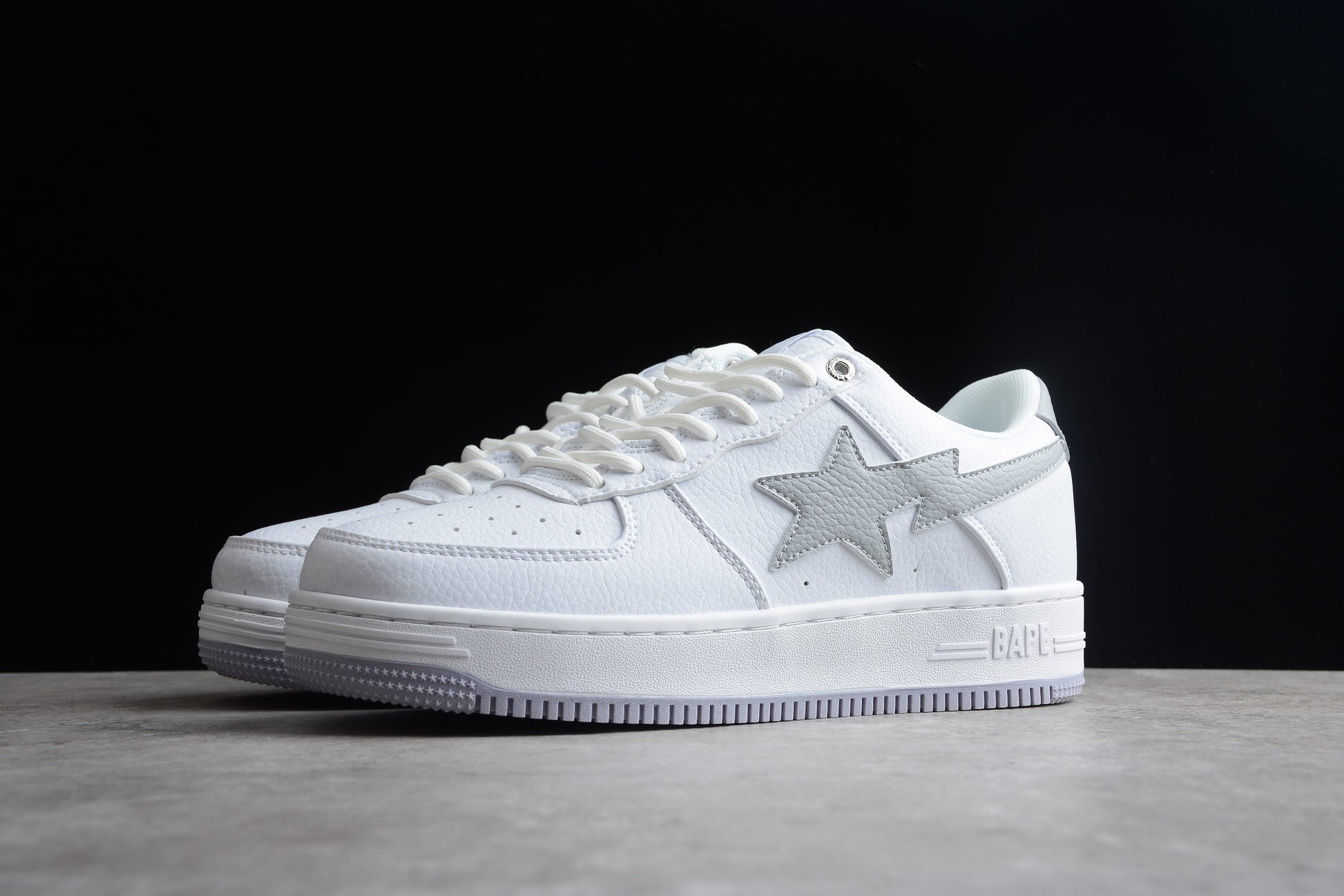 BAPE STA Low-Top Sneakers in White and Gray - Phantom Kicks