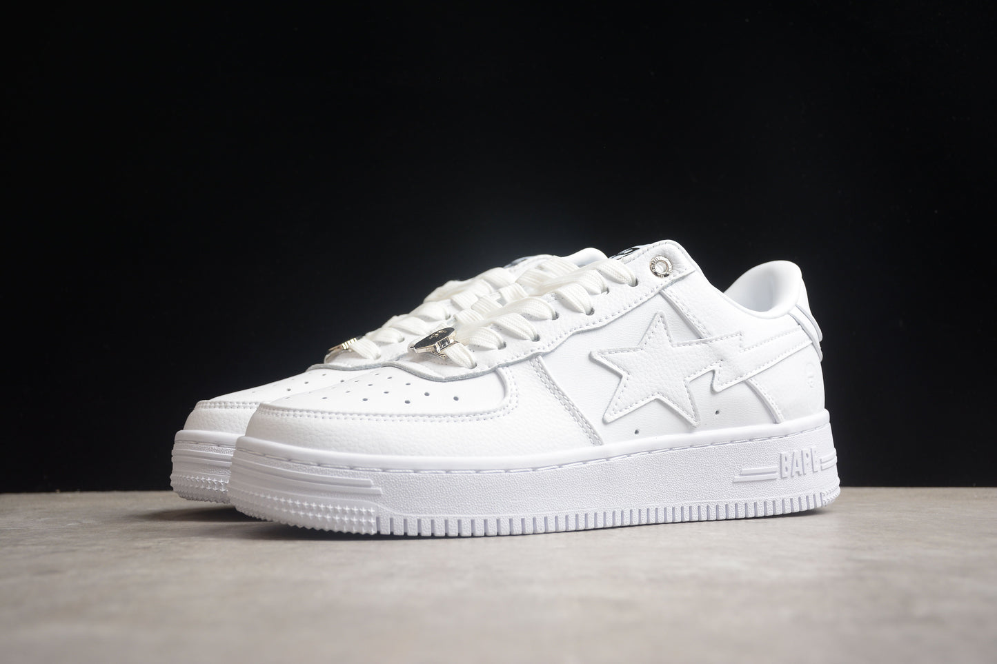 BAPE STA Low-Top Sneakers in All-White - Phantom Kicks