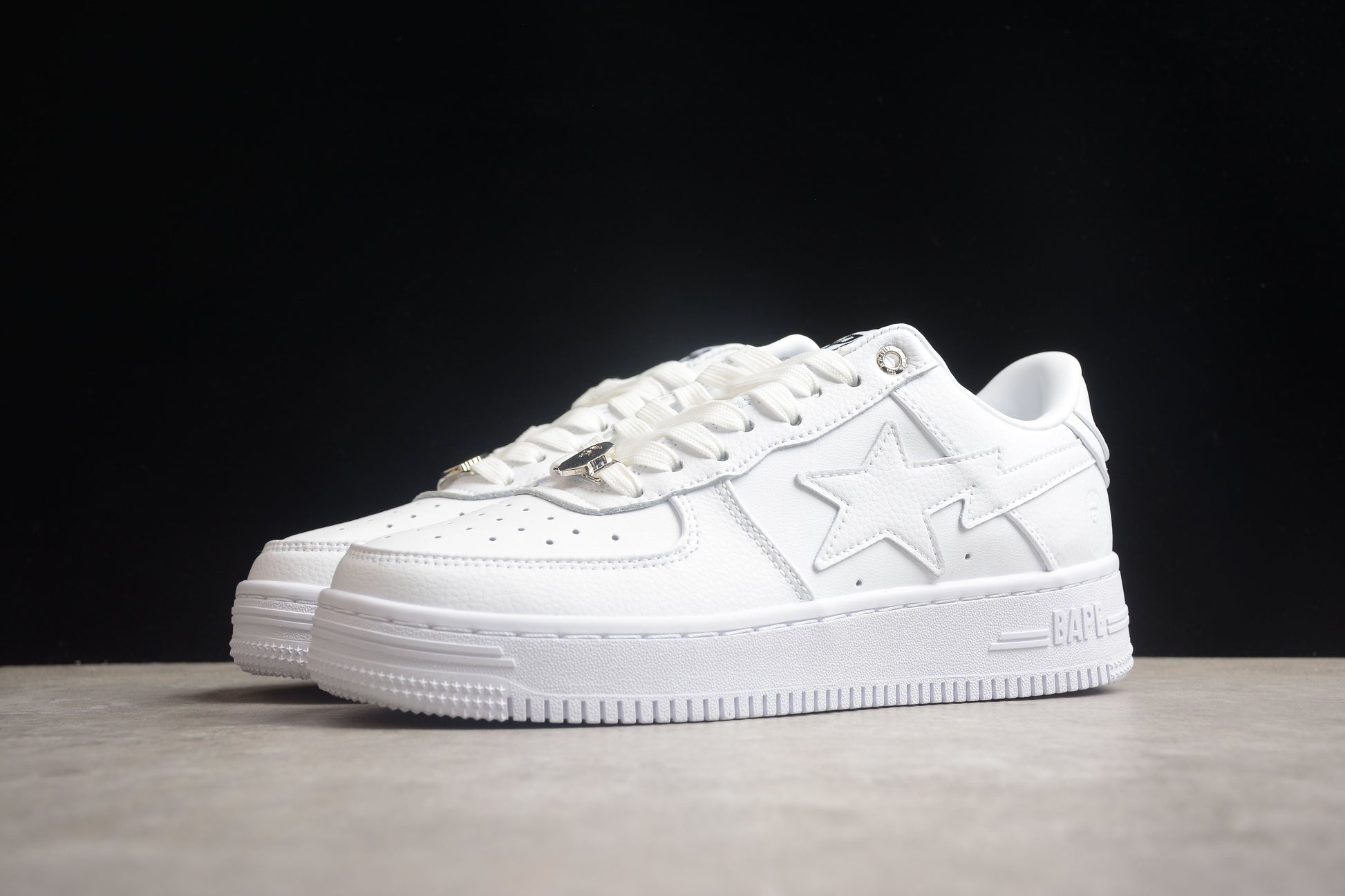 BAPE STA Low-Top Sneakers in All-White - Phantom Kicks